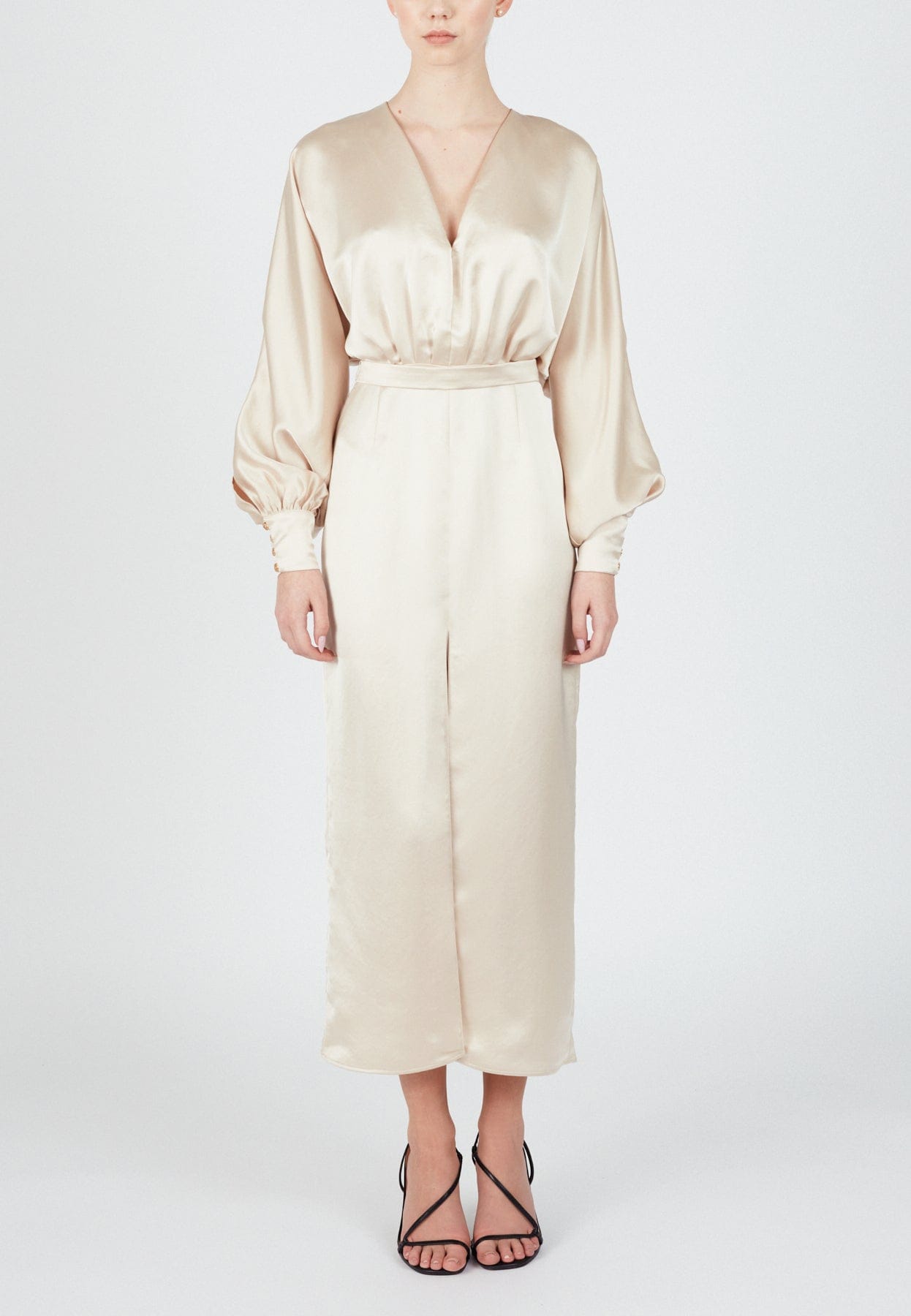 BECA beige cocktail dress with front slit in Beige made by UNDRESS