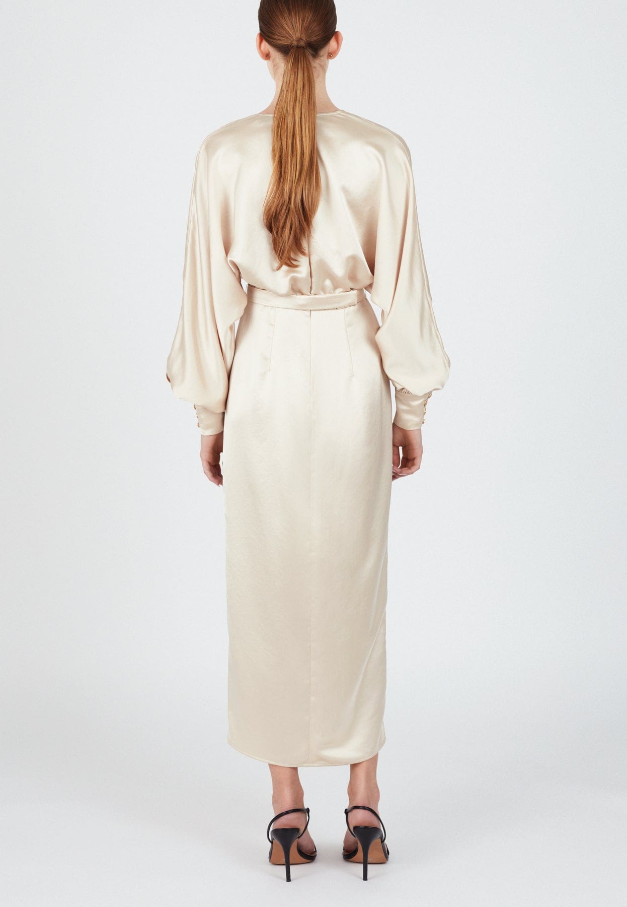 BECA beige cocktail dress with front slit in Beige made by UNDRESS