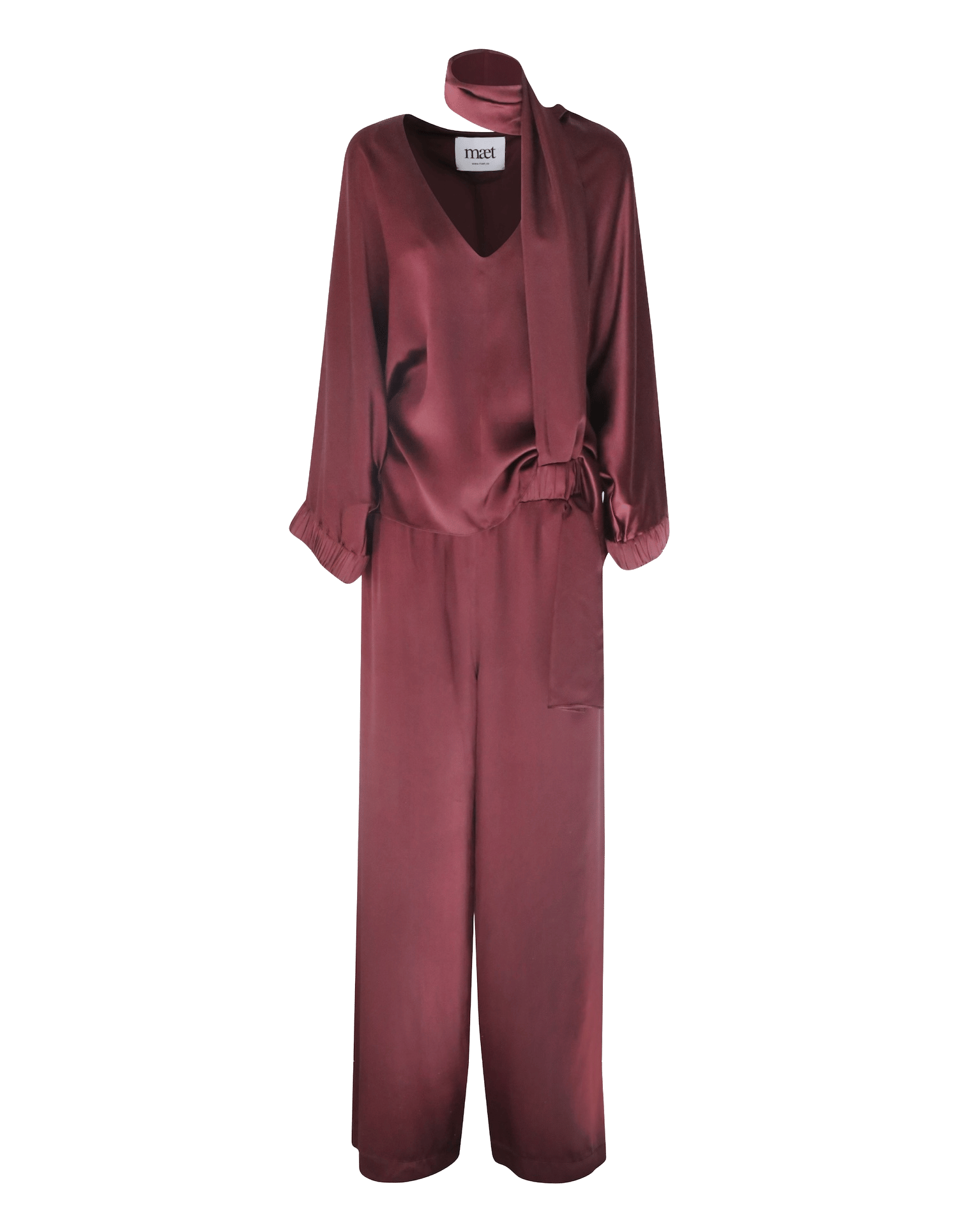 LENIS Burgundy Silk Set made by MAET