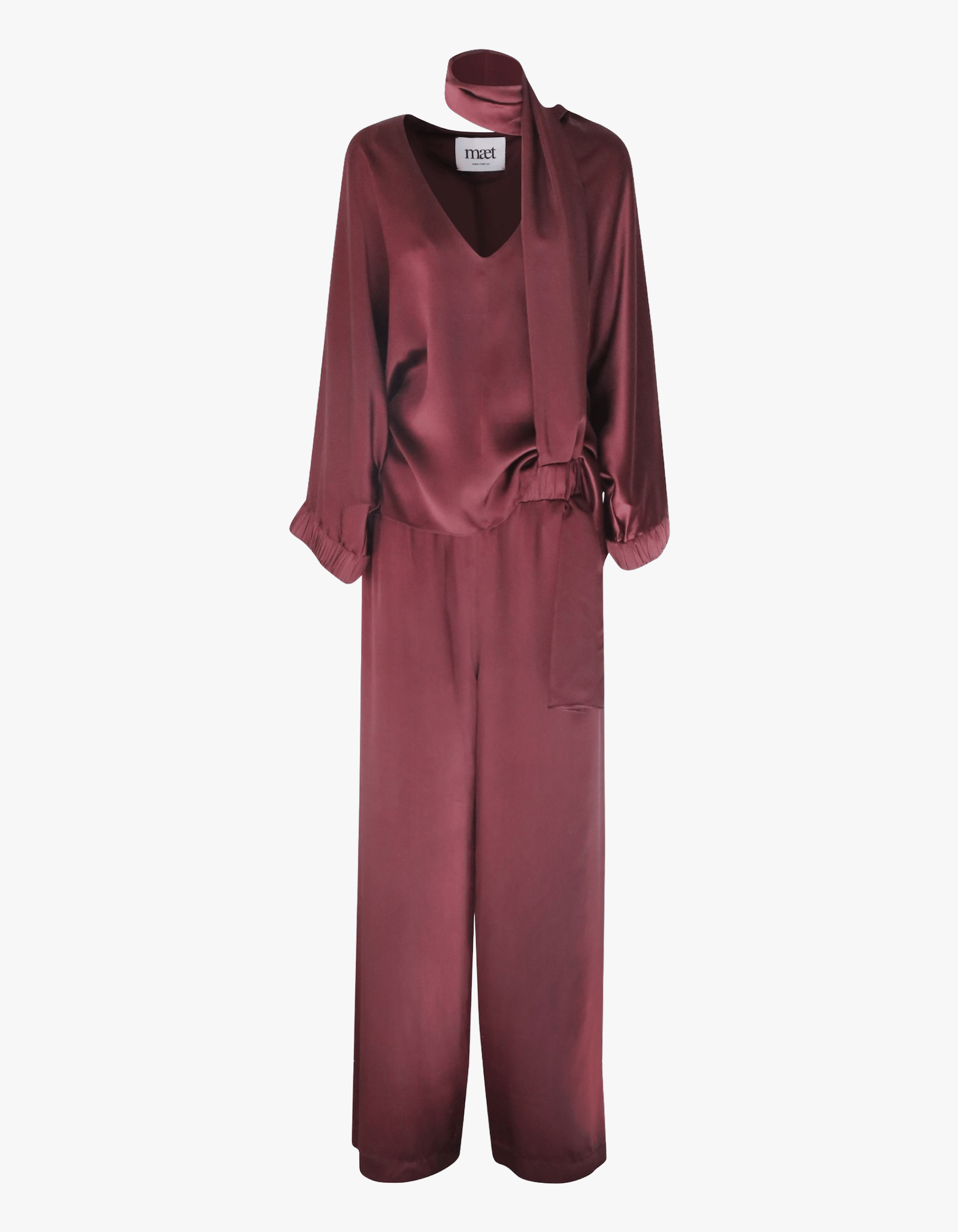 LENIS Burgundy Silk Set made by MAET