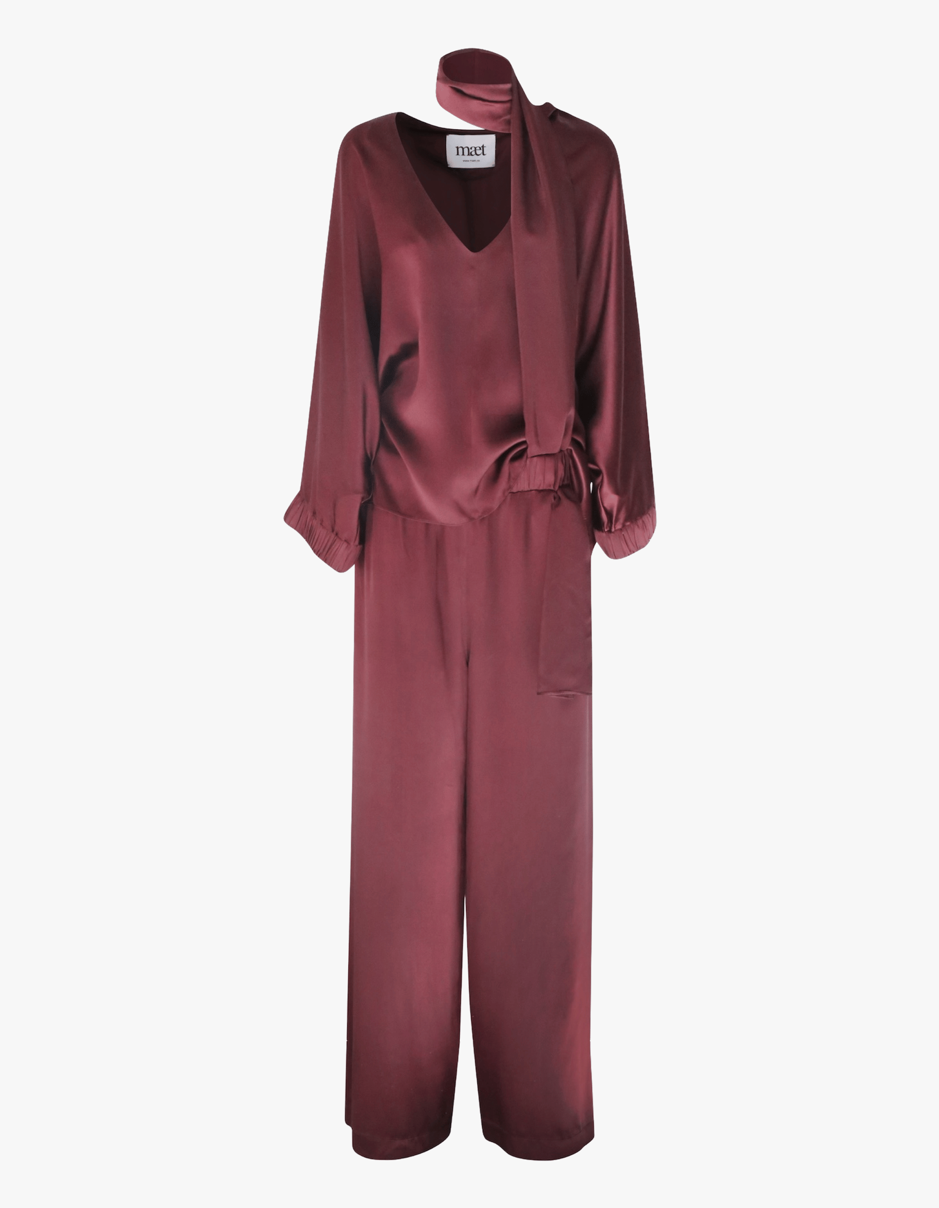 LENIS Burgundy Silk Set made by MAET