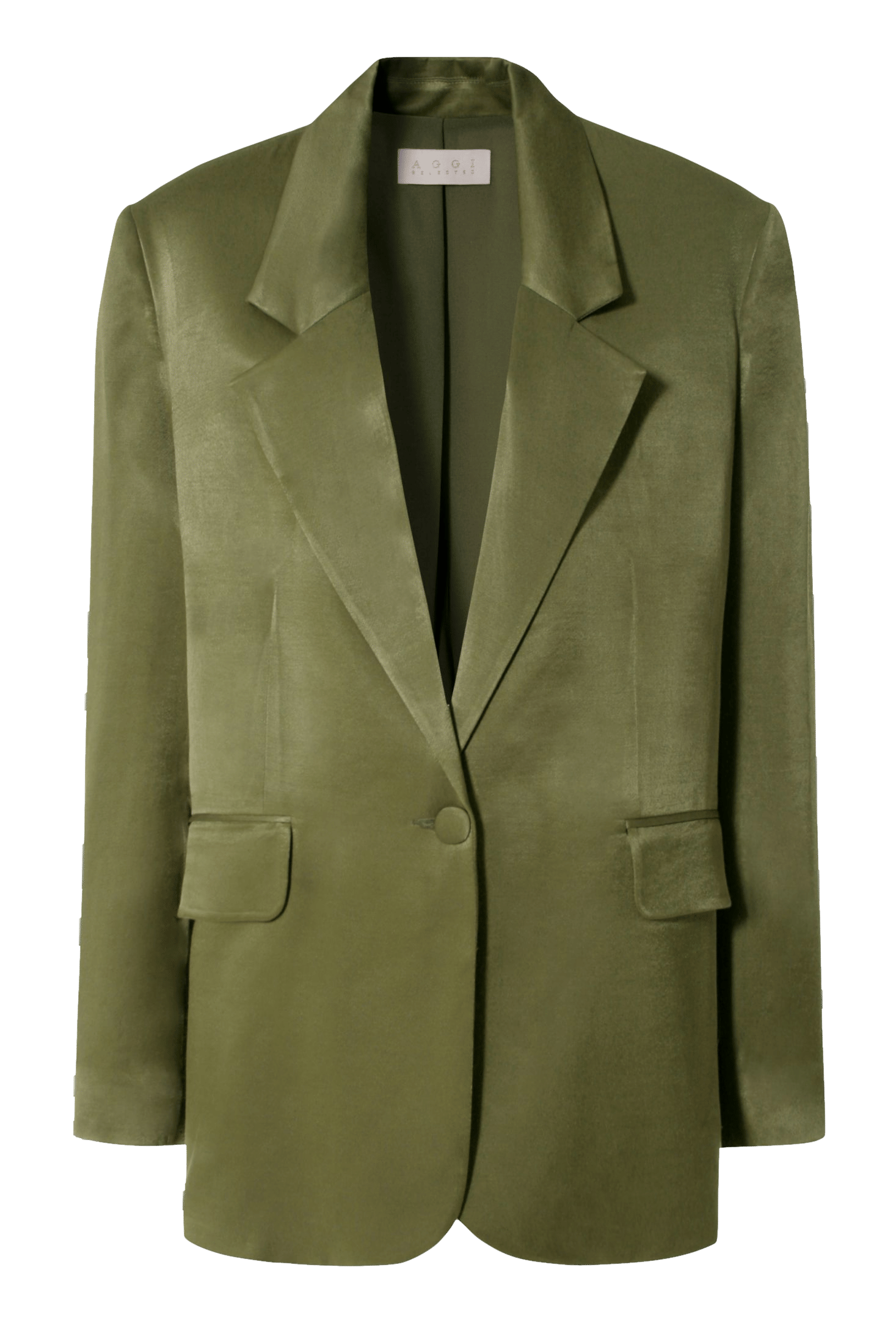 Blazer Bellamy Satin Olive Branch in Green made by HALEWSKI