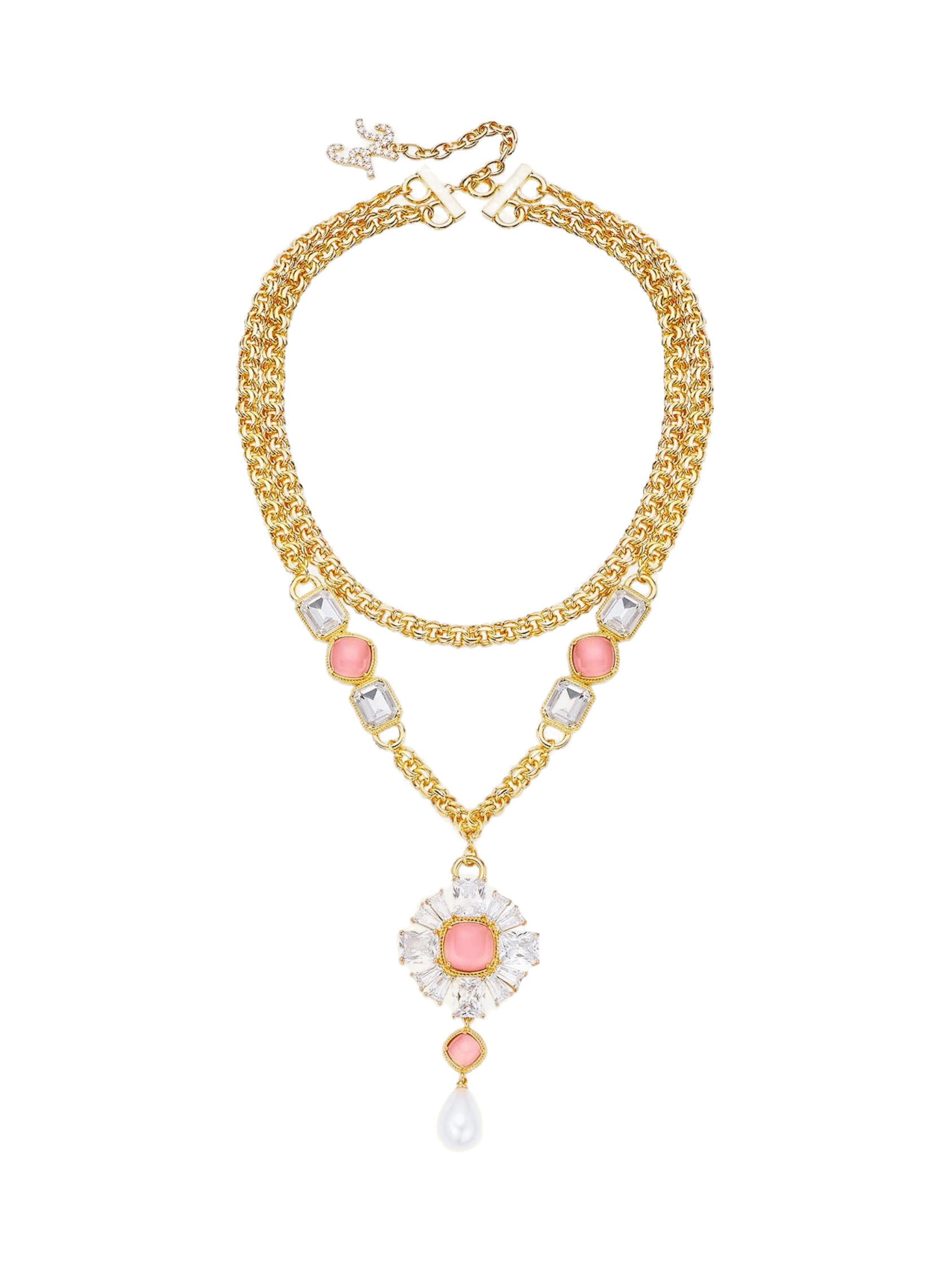 Cassandra Double Layer Pendant Necklace in Gold made by Nana Jacqueline