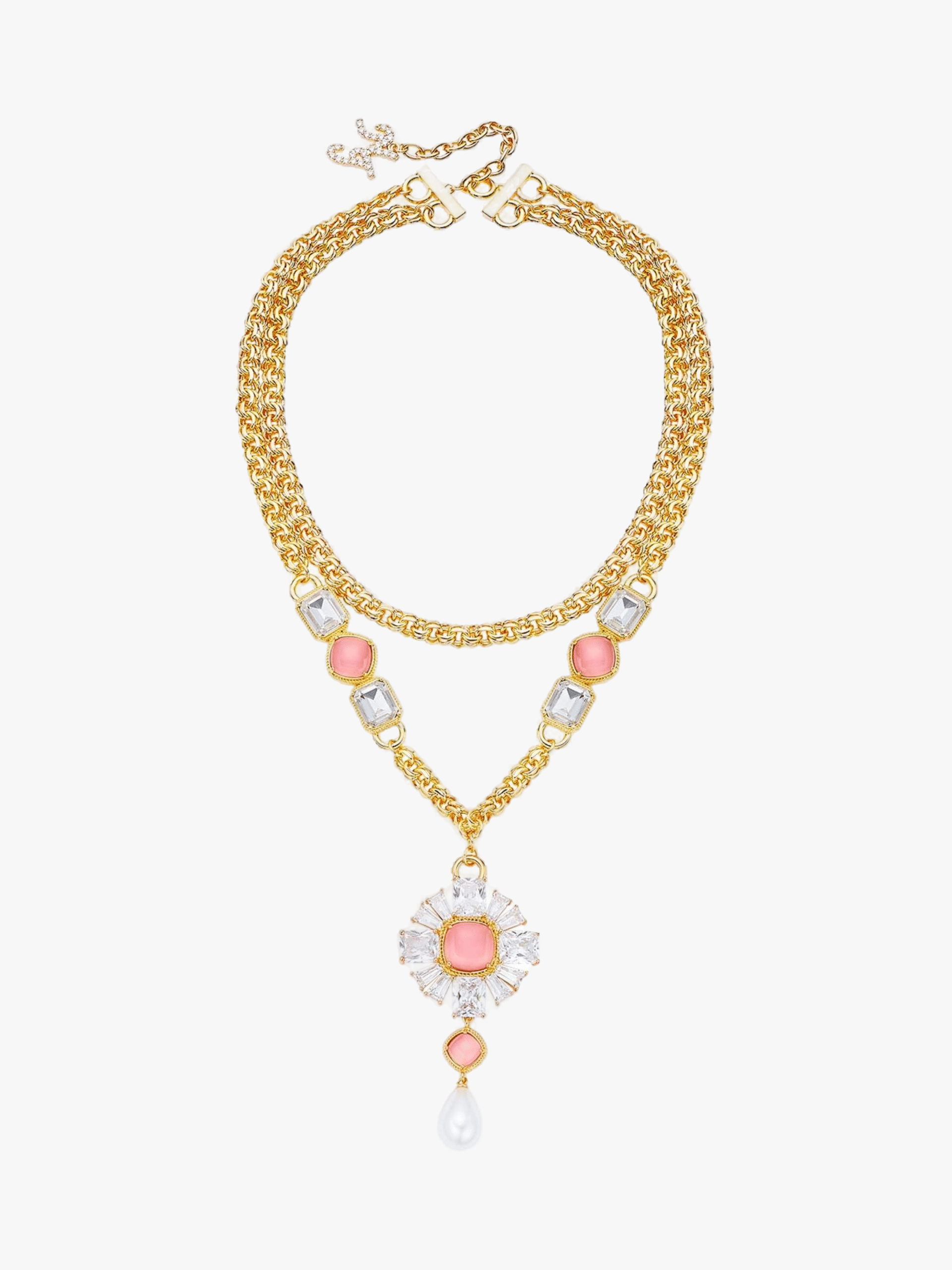 Cassandra Double Layer Pendant Necklace in Gold made by Nana Jacqueline