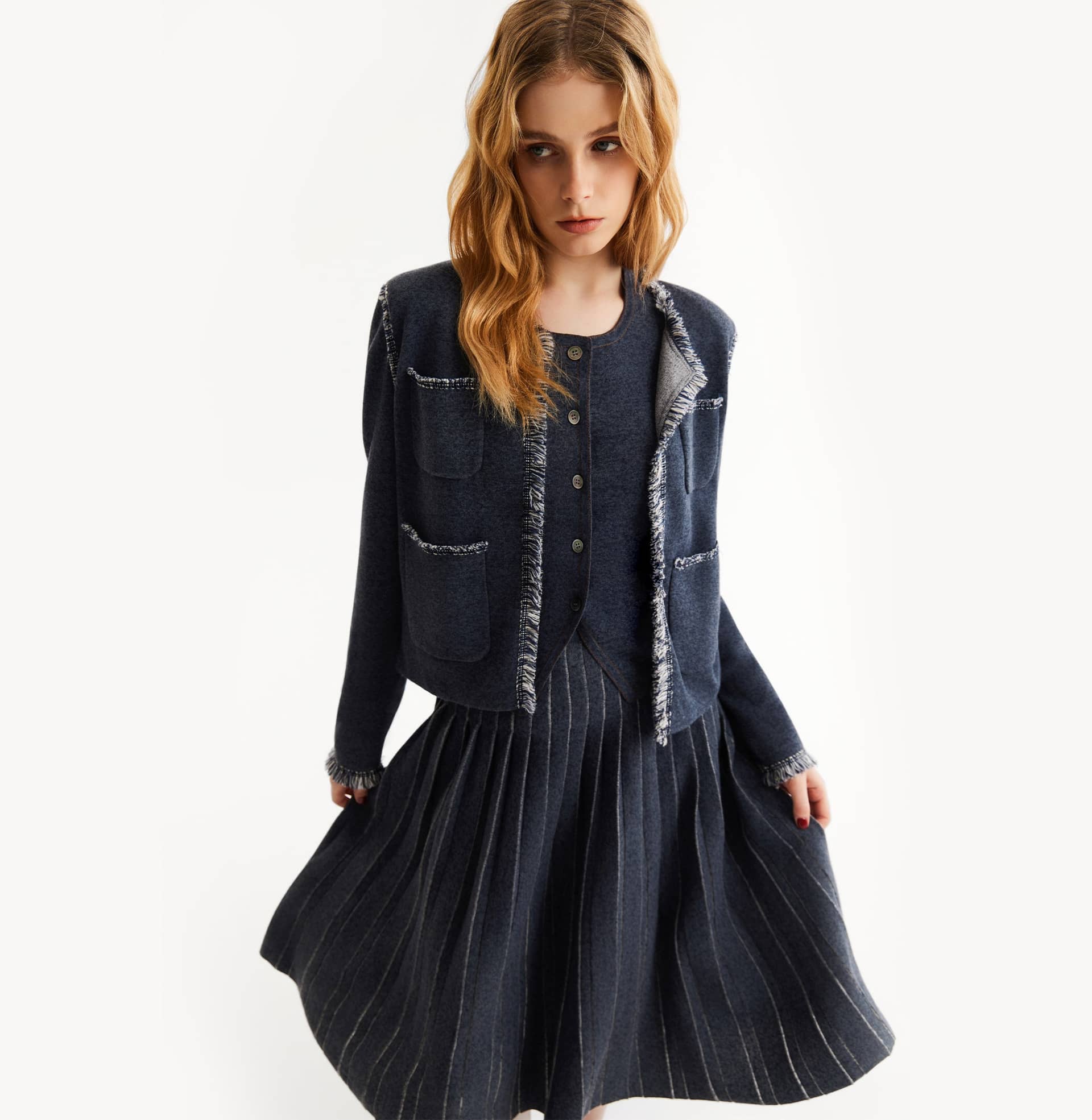 DENIM TRIM CARDIGAN made by CRUSH Collection