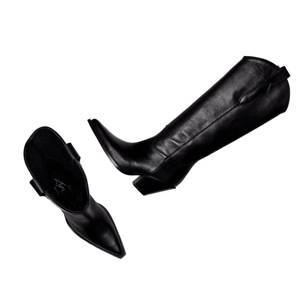 TORAL HIGH BLACK LEATHER BOOTS in Black made by Toral