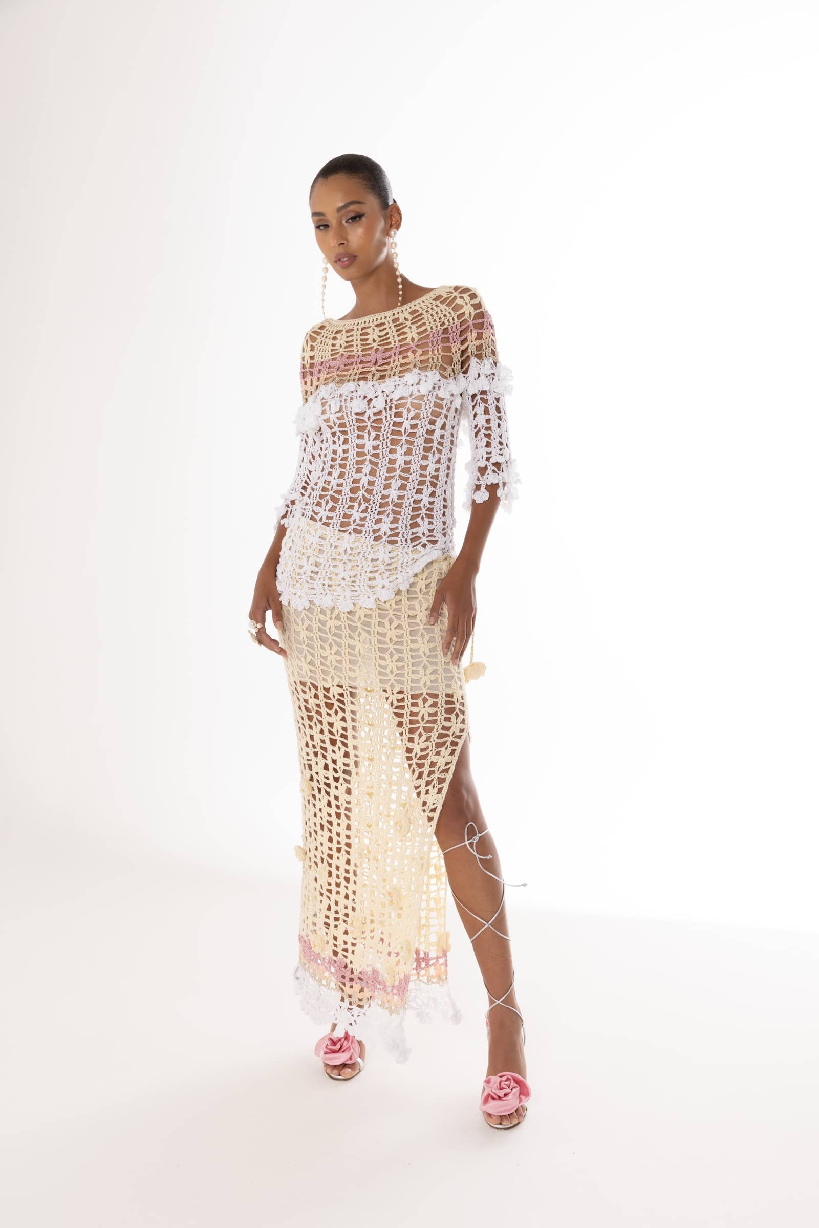 Vanilla Multicolor Handmade Crochet Skirt made by ANDREEVA