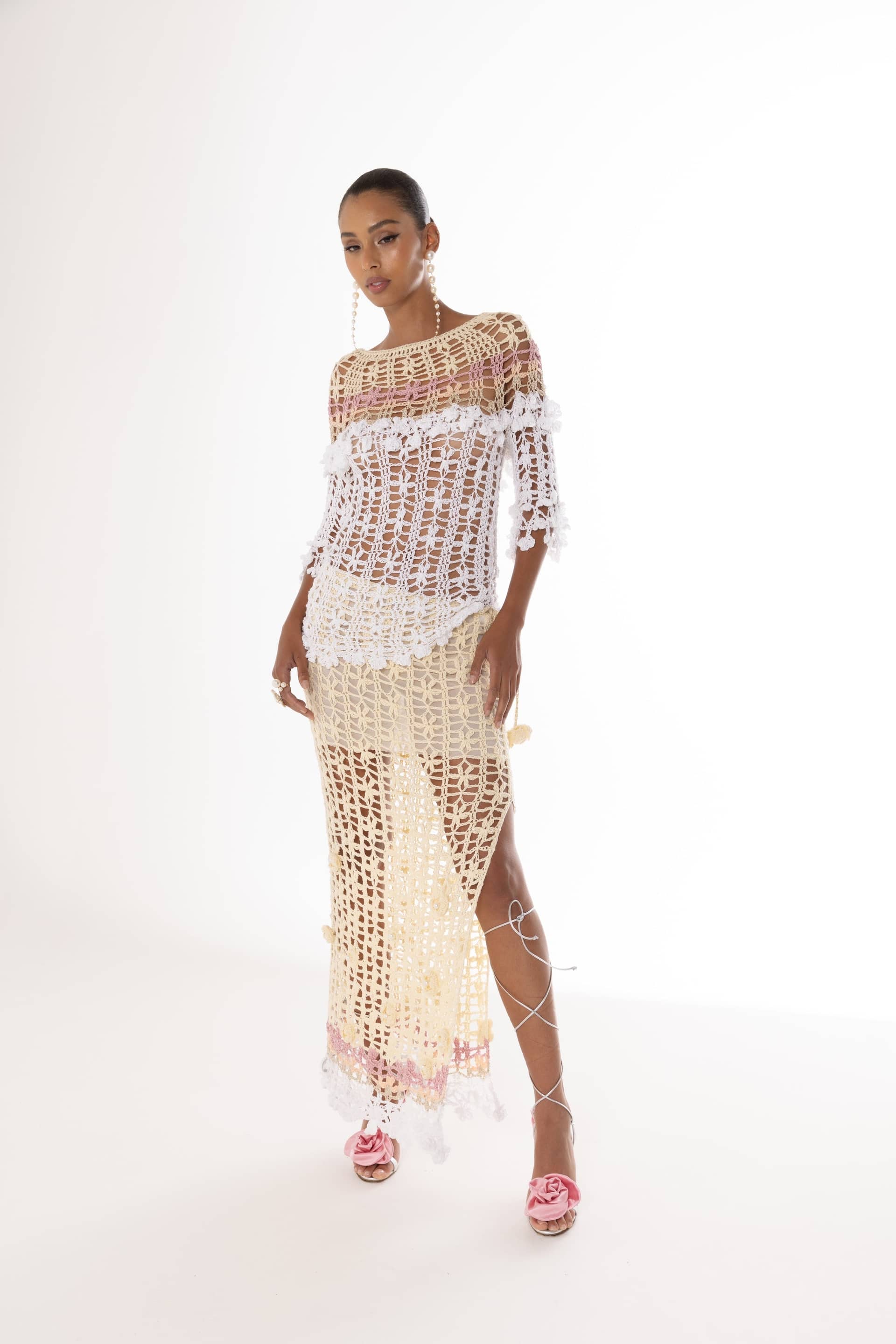 Vanilla Multicolor Handmade Crochet Skirt made by ANDREEVA