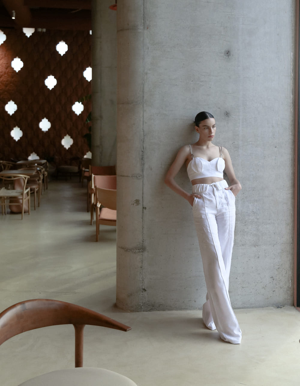 ANJA White Pants High Waisted made by MAET