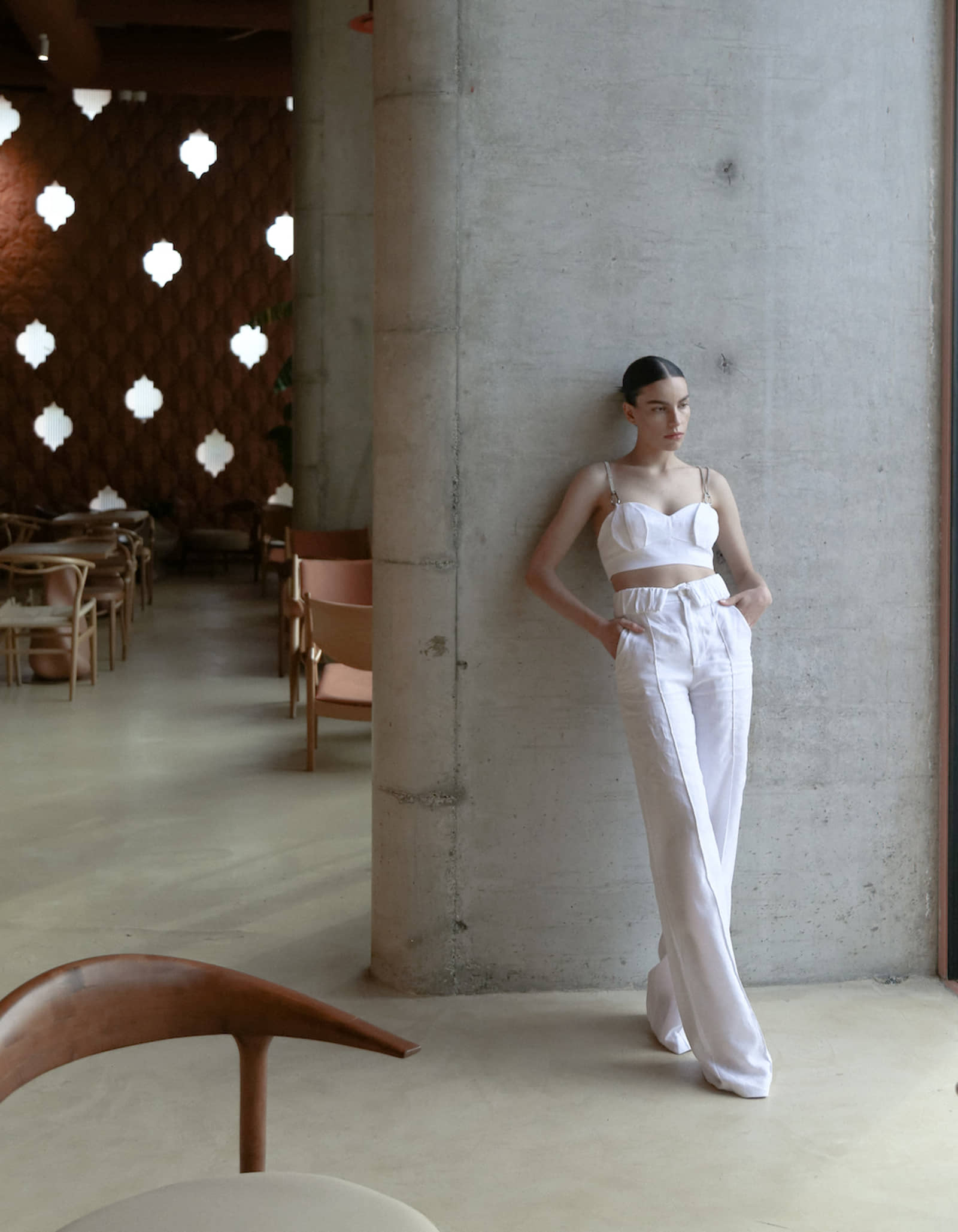 ANJA White Pants High Waisted made by MAET