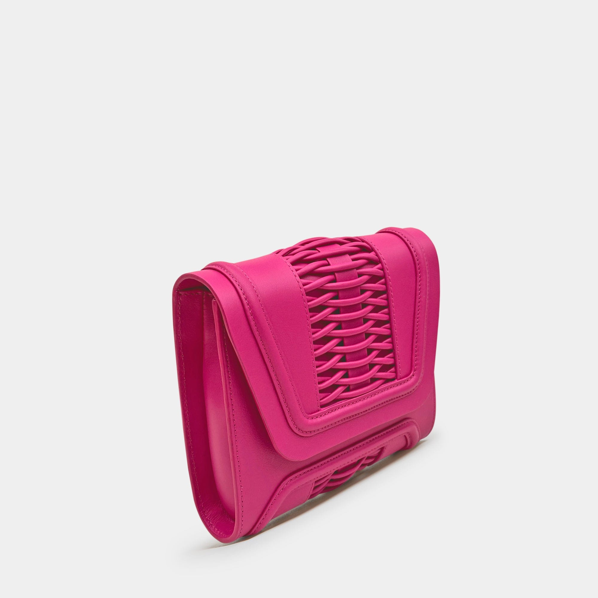 Mini Giovanna fuchsia braided clutch made by Yliana Yepez