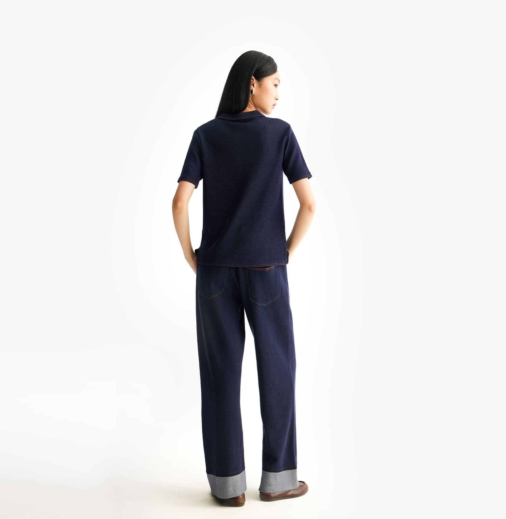 DENIM-LOOK TROUSERS made by CRUSH Collection