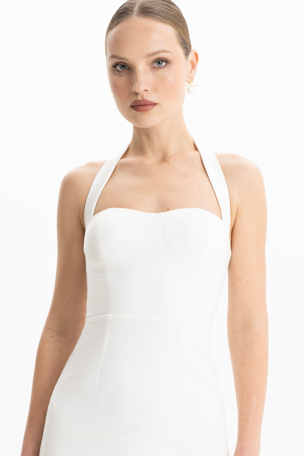 Zoa White Bustier Midi Dress made by Lora Istanbul