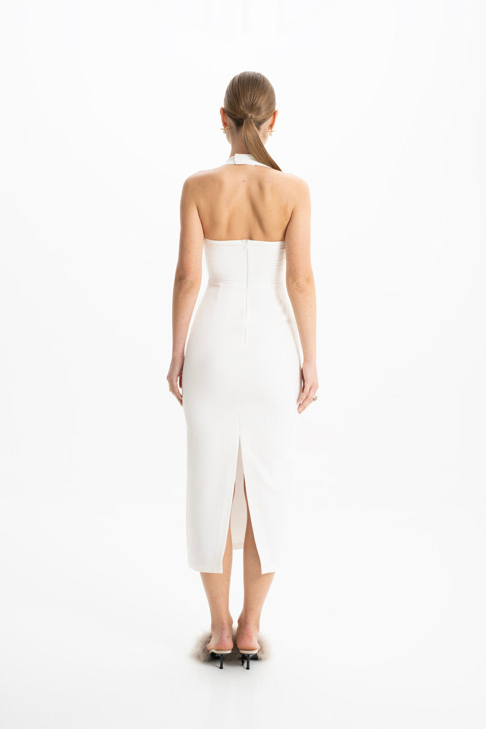 Zoa White Bustier Midi Dress made by Lora Istanbul
