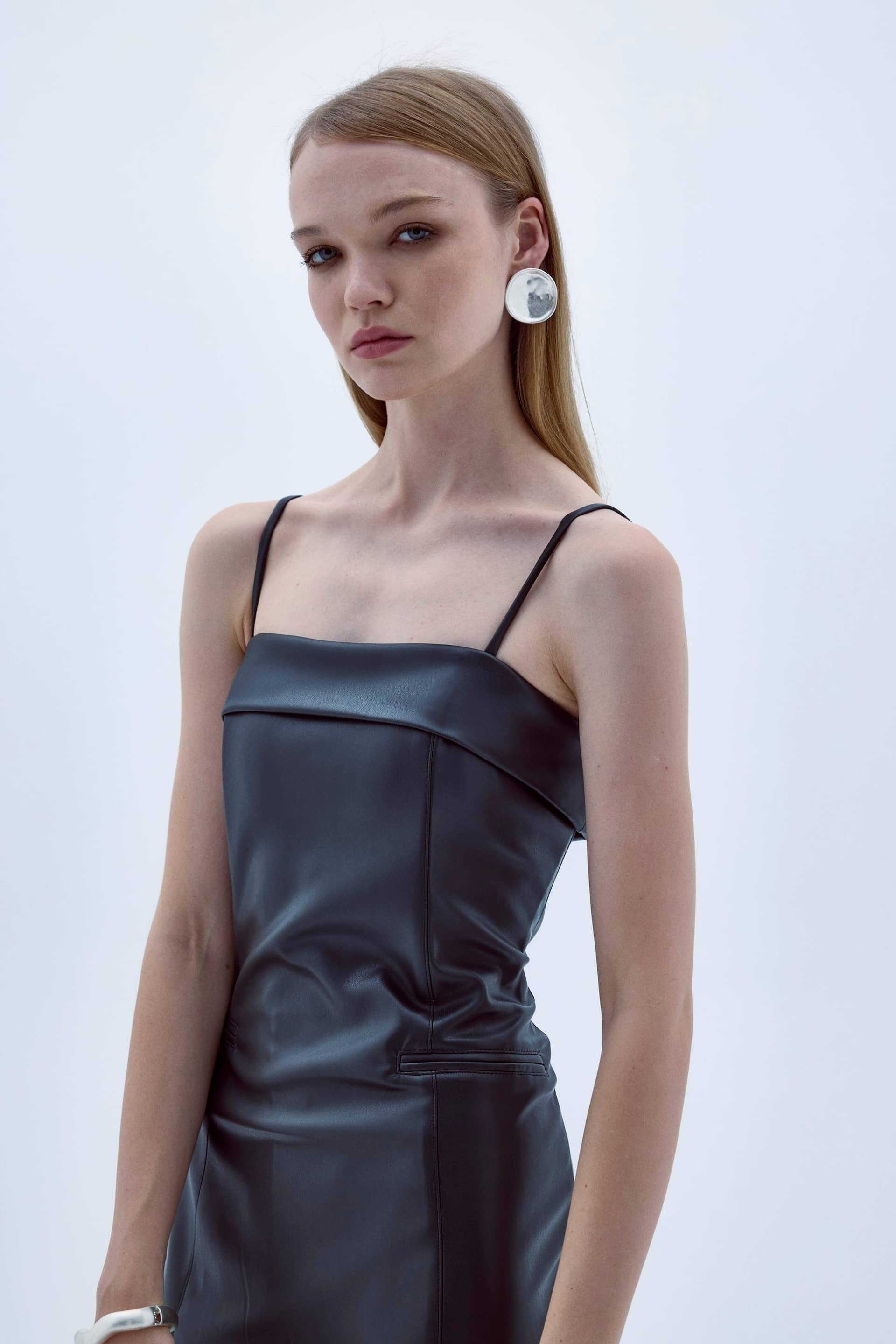 Gaia Mini Leather Dress In Black made by Nazli Ceren