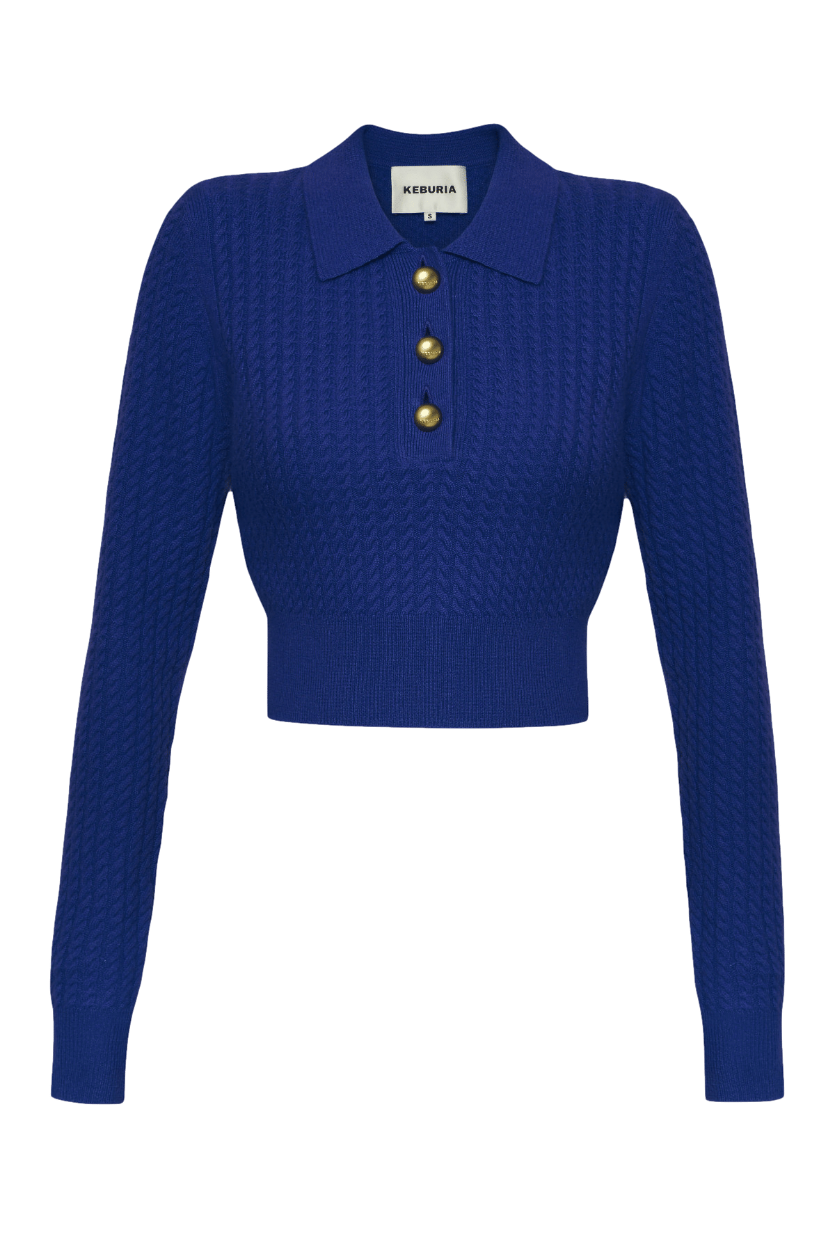 CABLE-KNIT WOOL-CASHMERE SWEATER in Blue made by KEBURIA