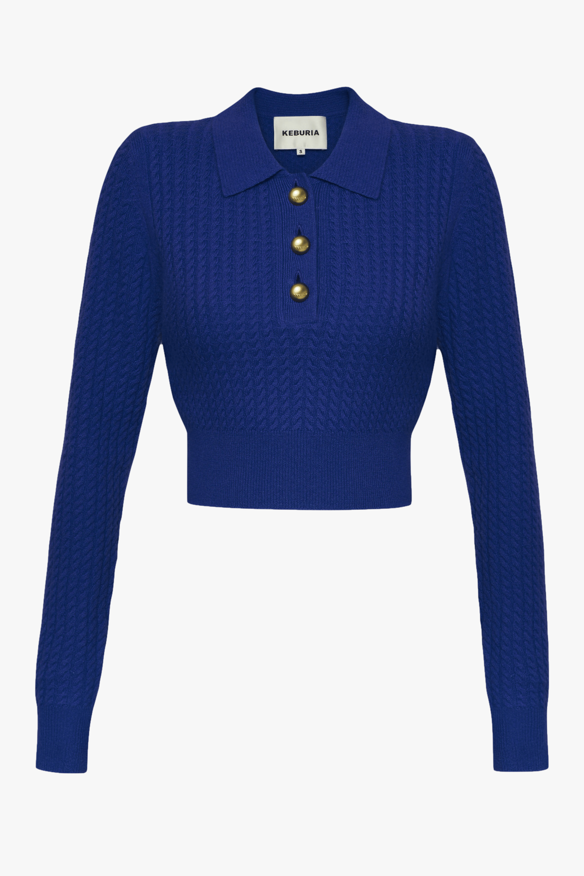 CABLE-KNIT WOOL-CASHMERE SWEATER in Blue made by KEBURIA