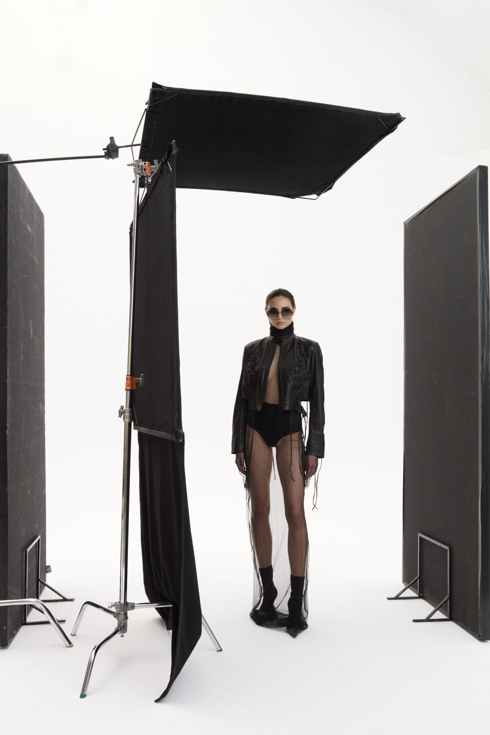 Cropped Leather Jacket With Stitching made by YAVORSKA