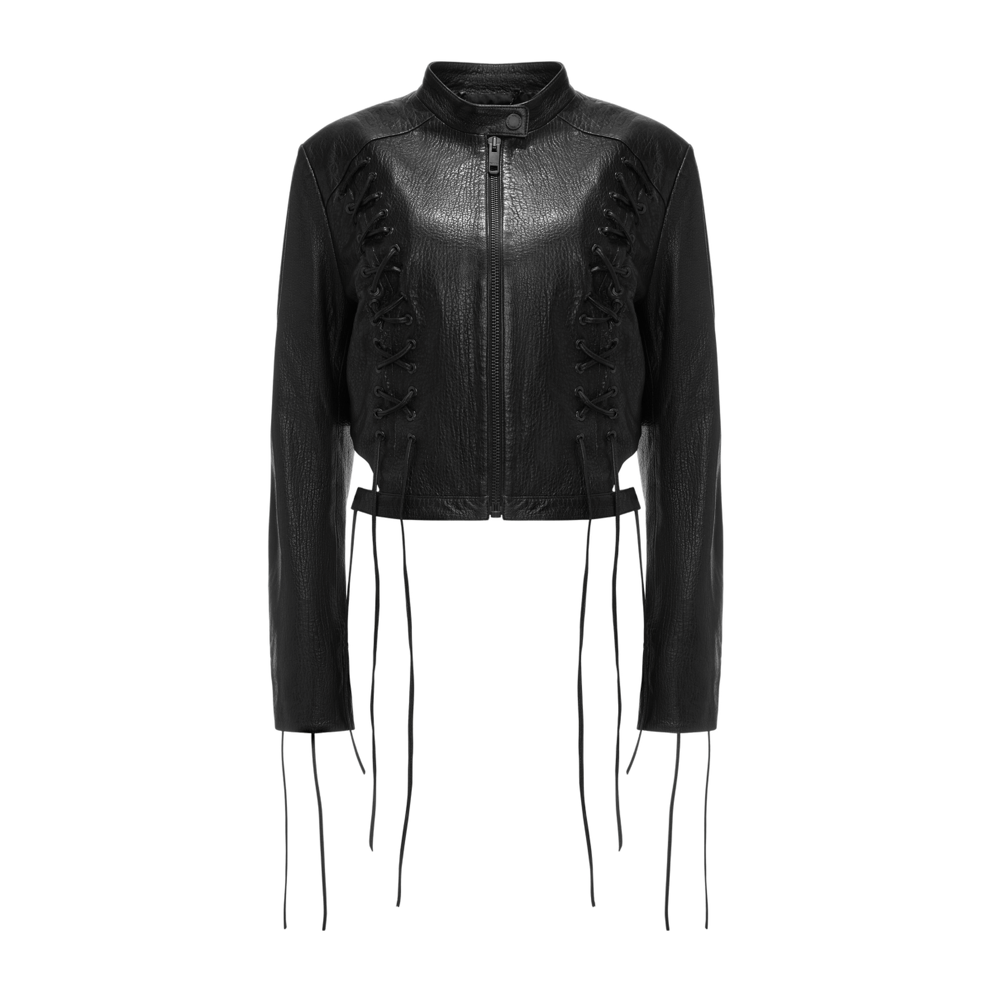 Cropped Leather Jacket With Stitching made by YAVORSKA