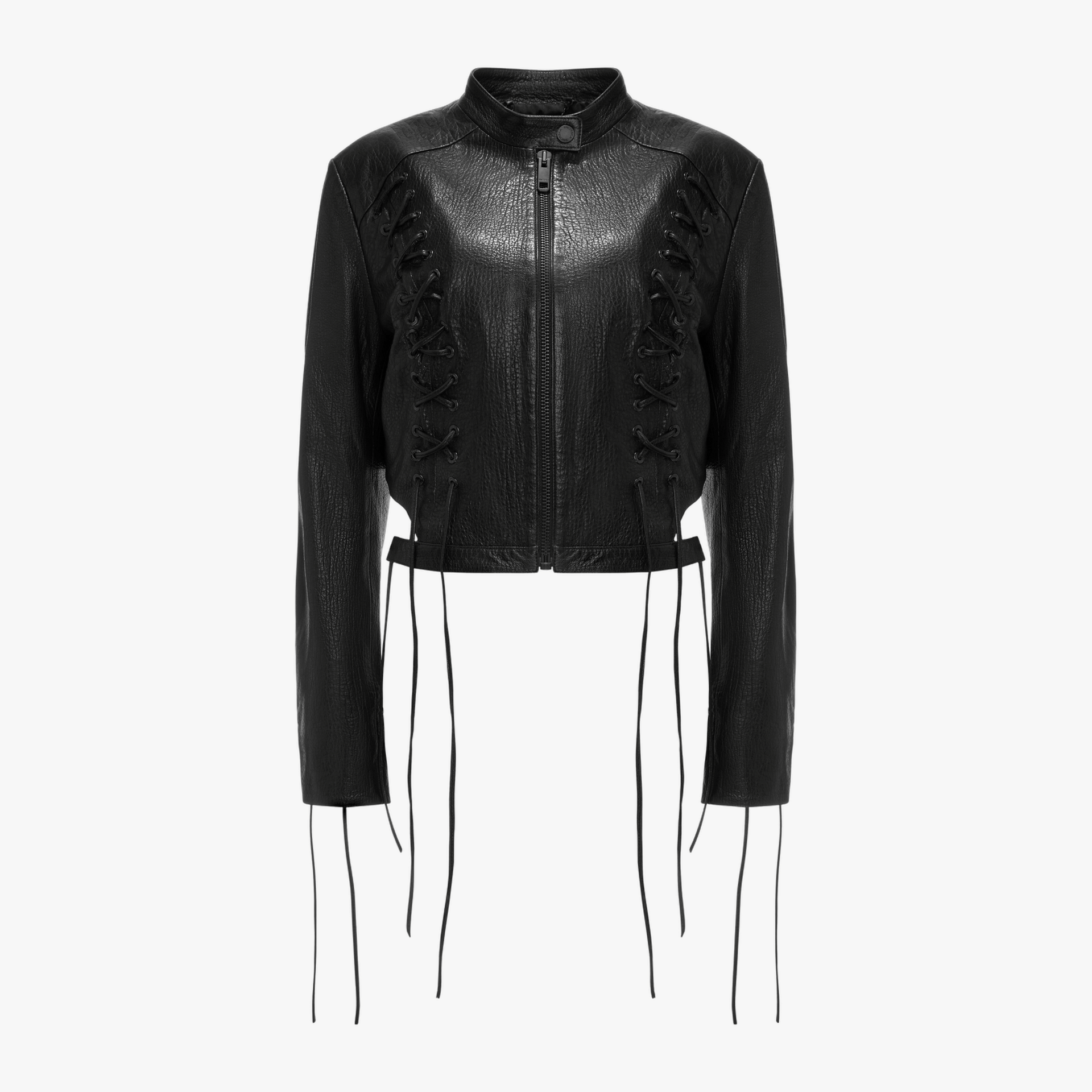 Cropped Leather Jacket With Stitching made by YAVORSKA