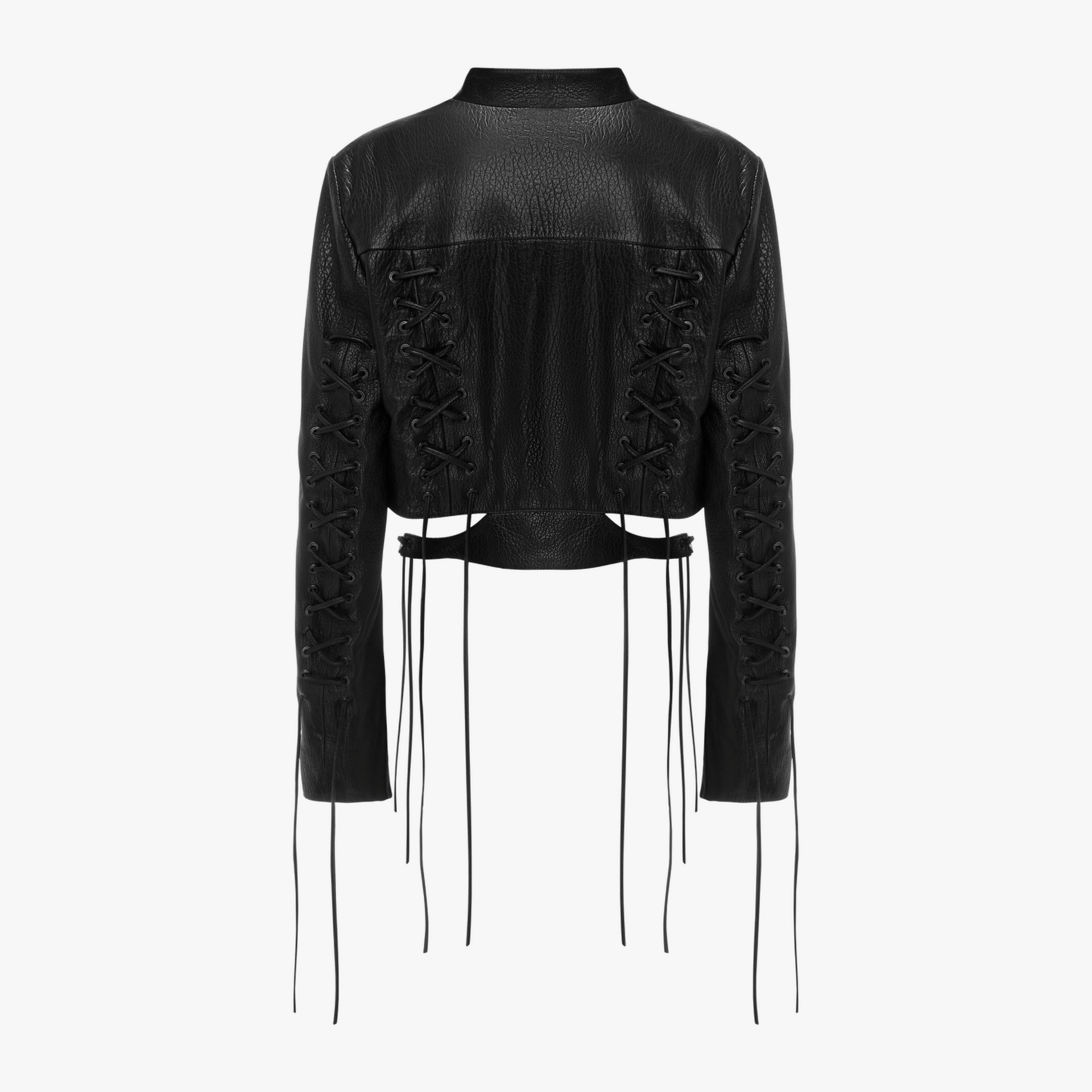 Cropped Leather Jacket With Stitching made by YAVORSKA