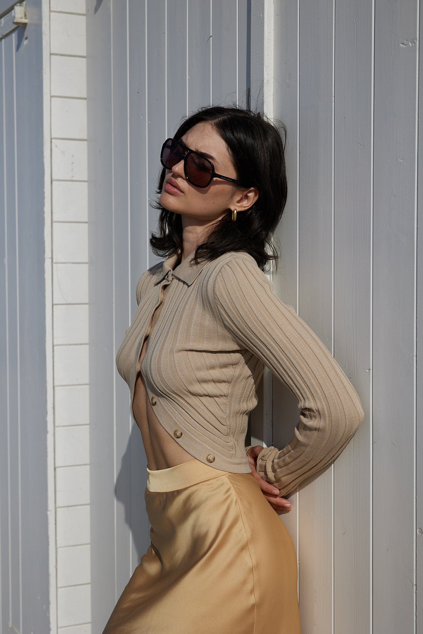 Cropped polo made by KNITEL