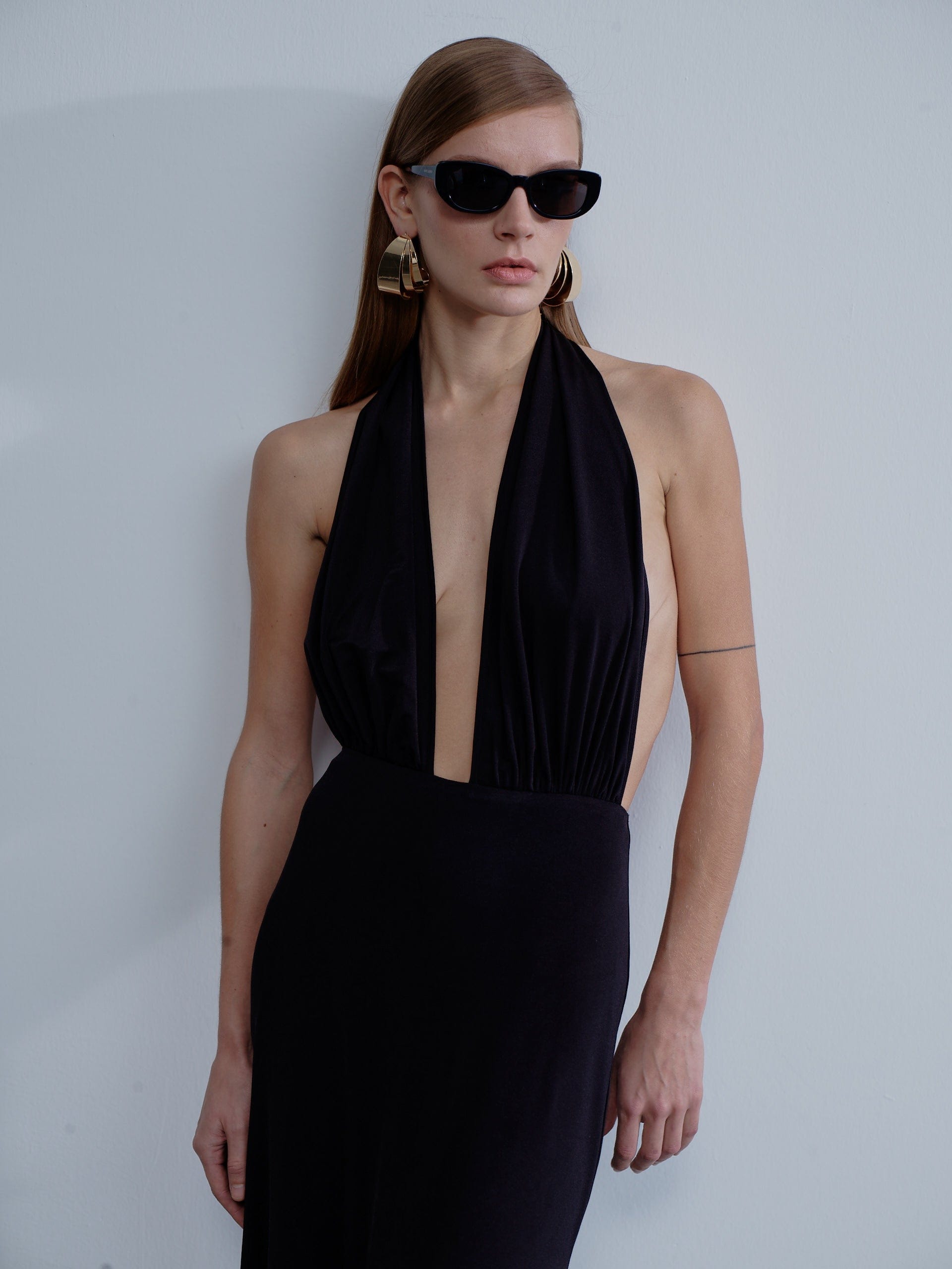 Ines Jersey Long Dress in Noire in Black made by Nazli Ceren