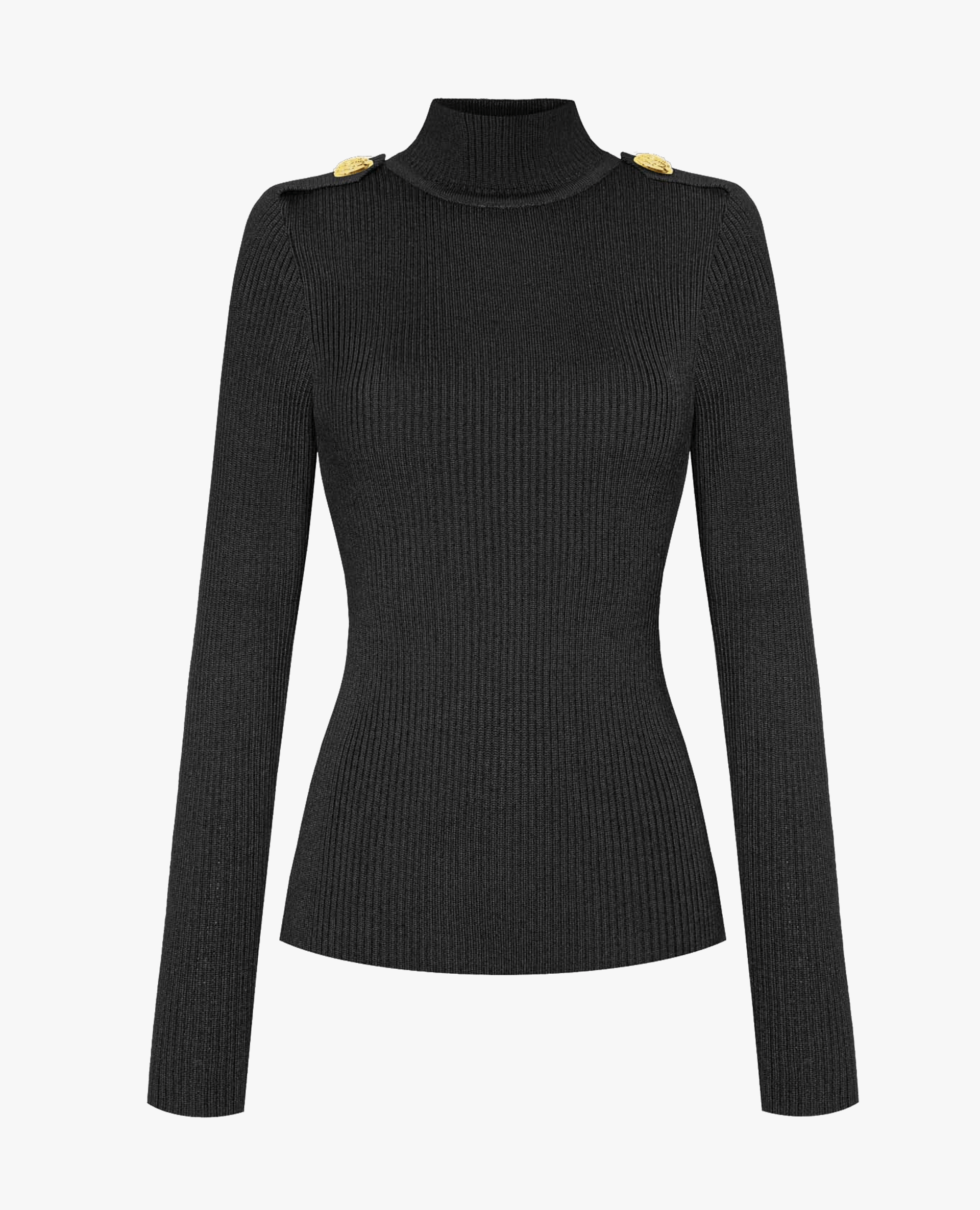 BLACK MERINO WOOL GOLF made by BENU Studio