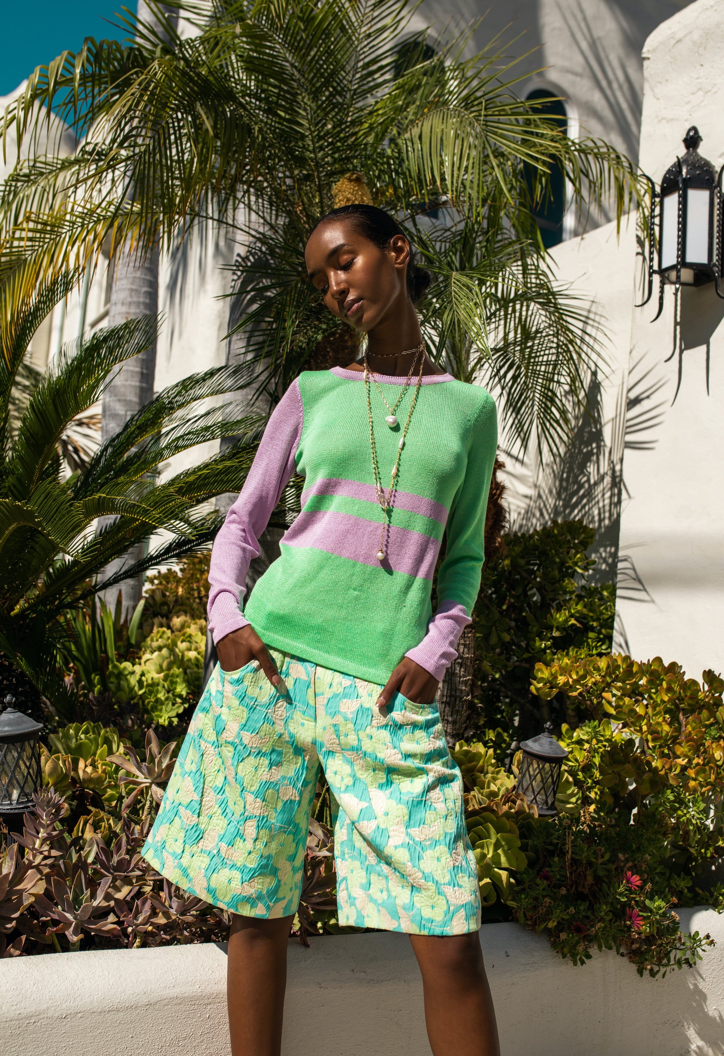 Mint Jacquard Shorts made by ANDREEVA