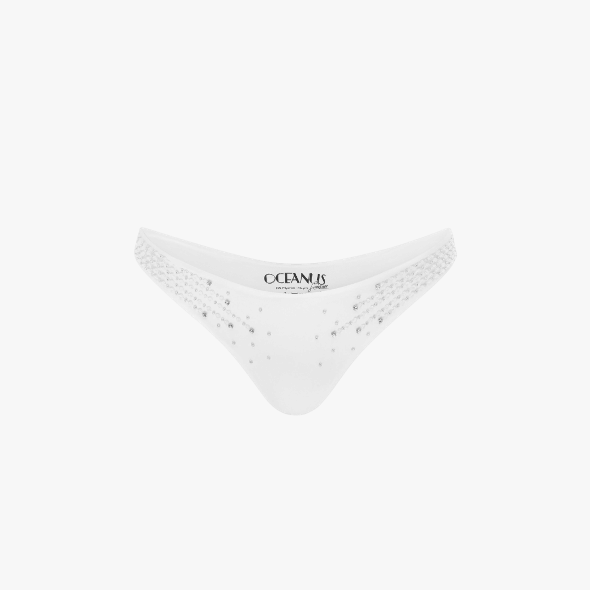 Ophelia Hand Embroidered Summer Bikini Bottoms White in White made by Oceanus Swimwear