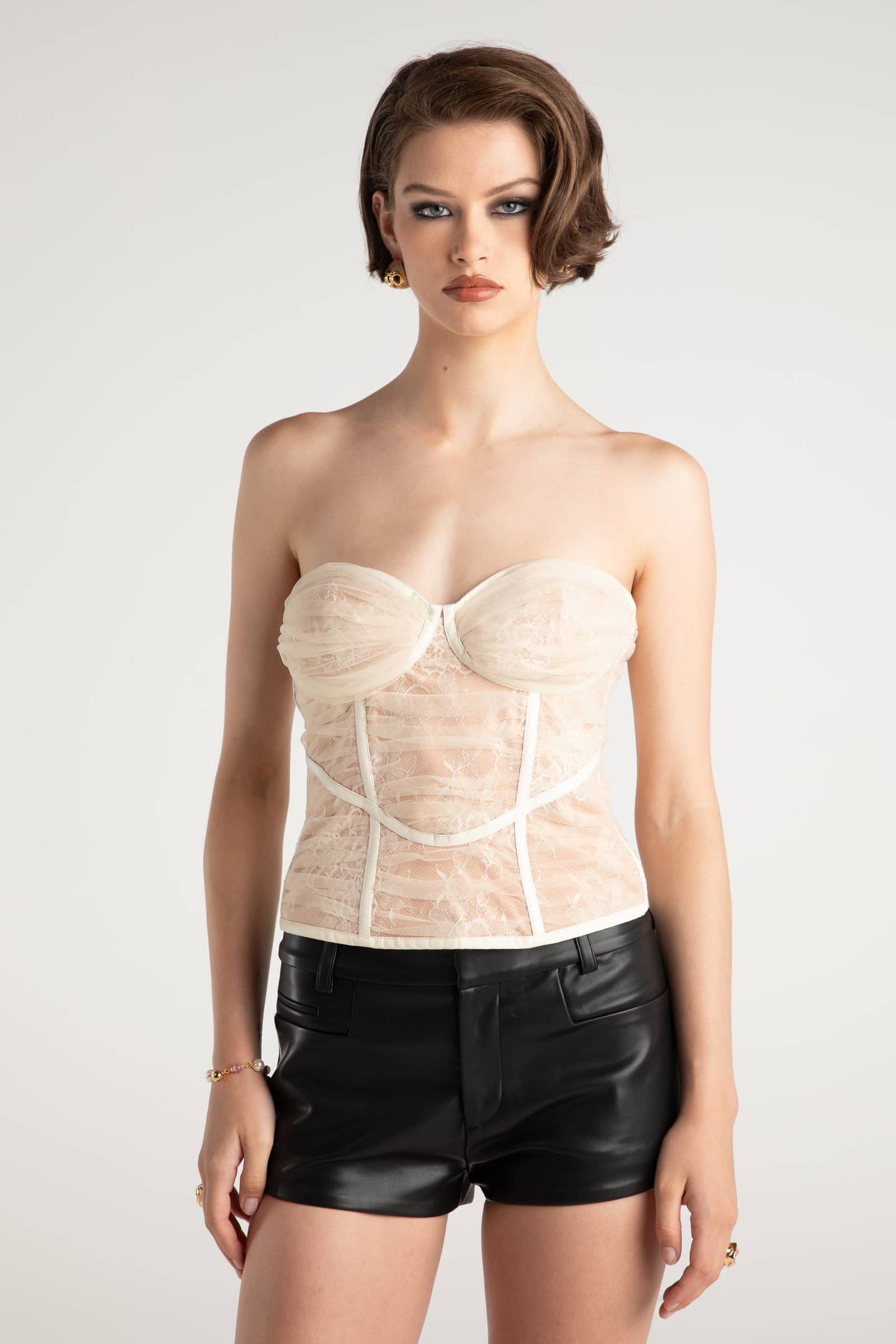 Cara Bustier Top (Off-White) in White made by Nana Jacqueline