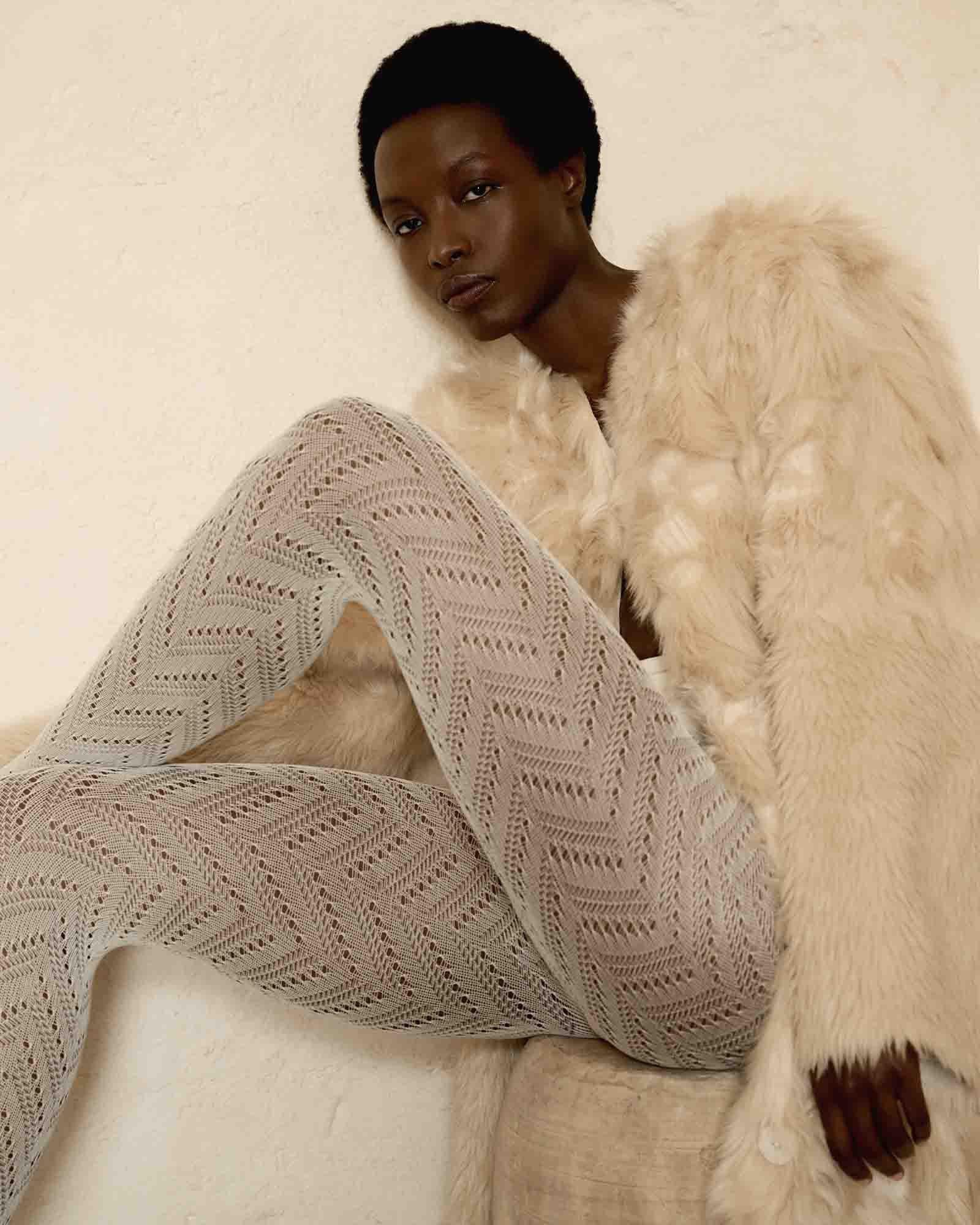 Ina Pointelle Tights made by Swedish Stockings