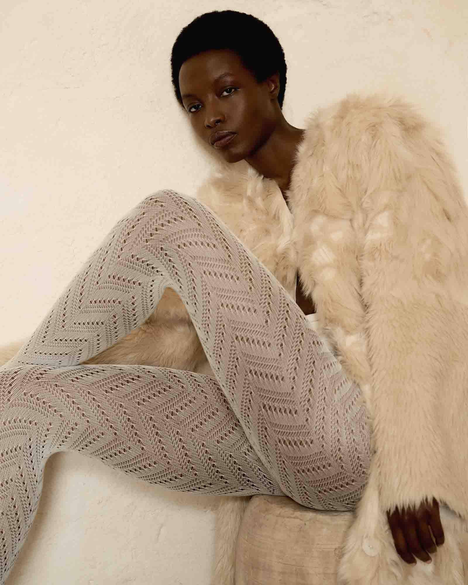 Ina Pointelle Tights made by Swedish Stockings