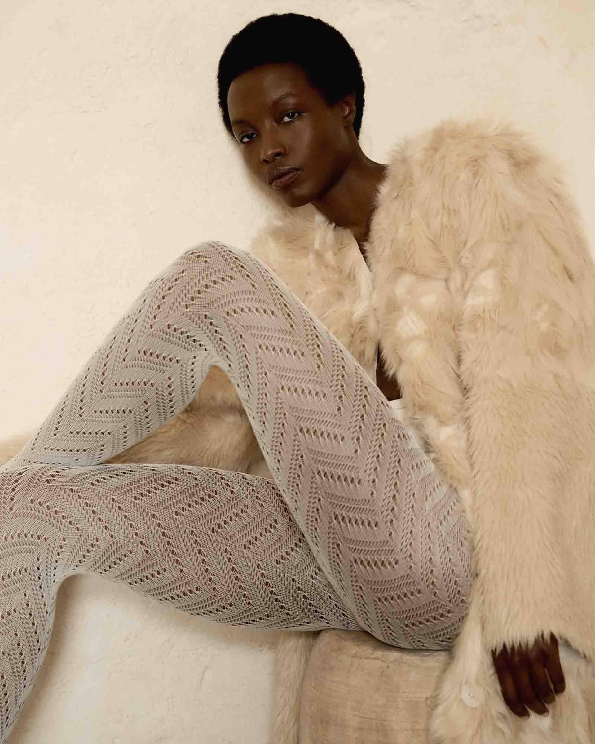 Ina Pointelle Tights made by Swedish Stockings