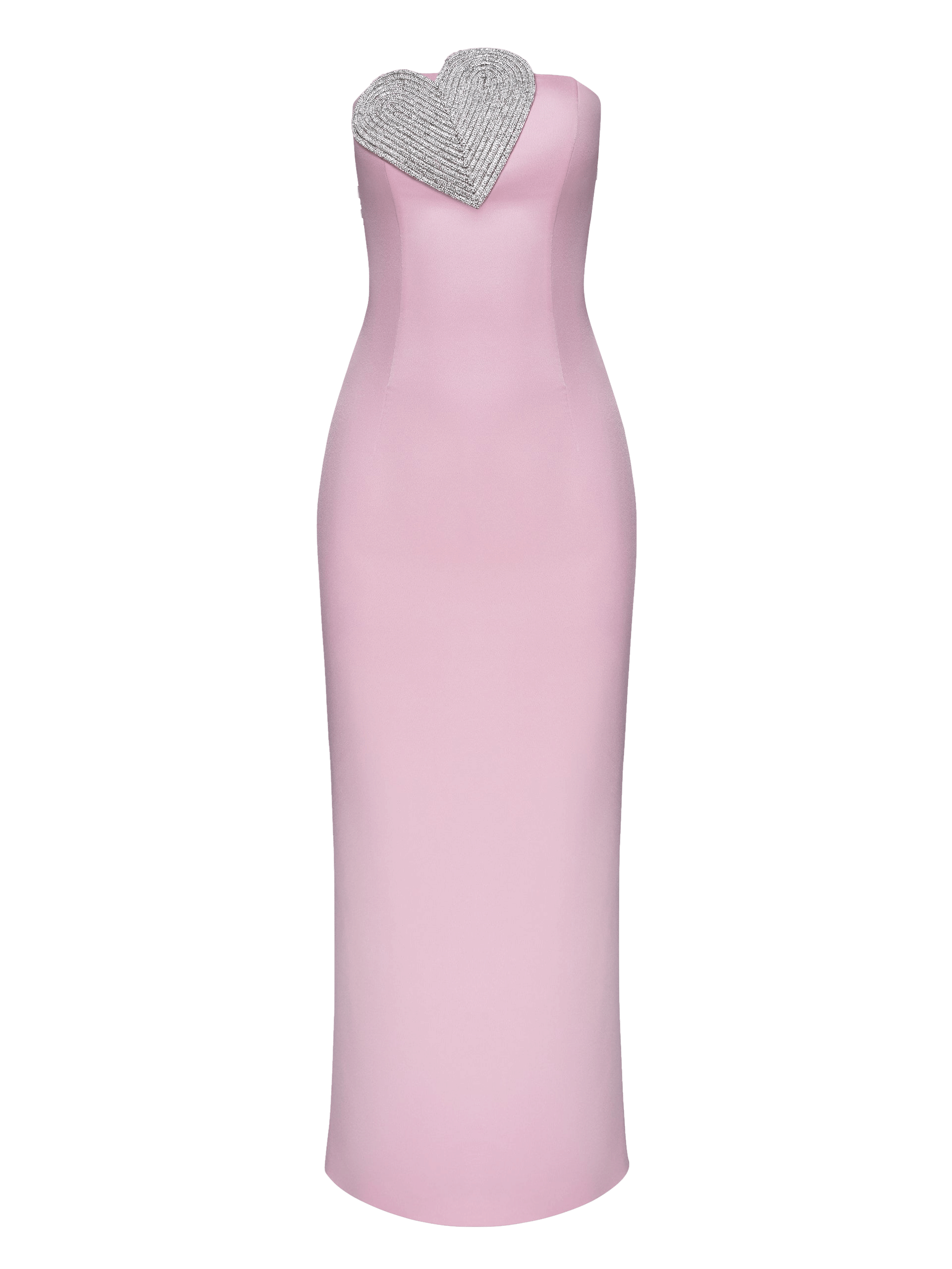 Heart-Embellished Strapless Maxi Dress in Pink made by NDS The Label