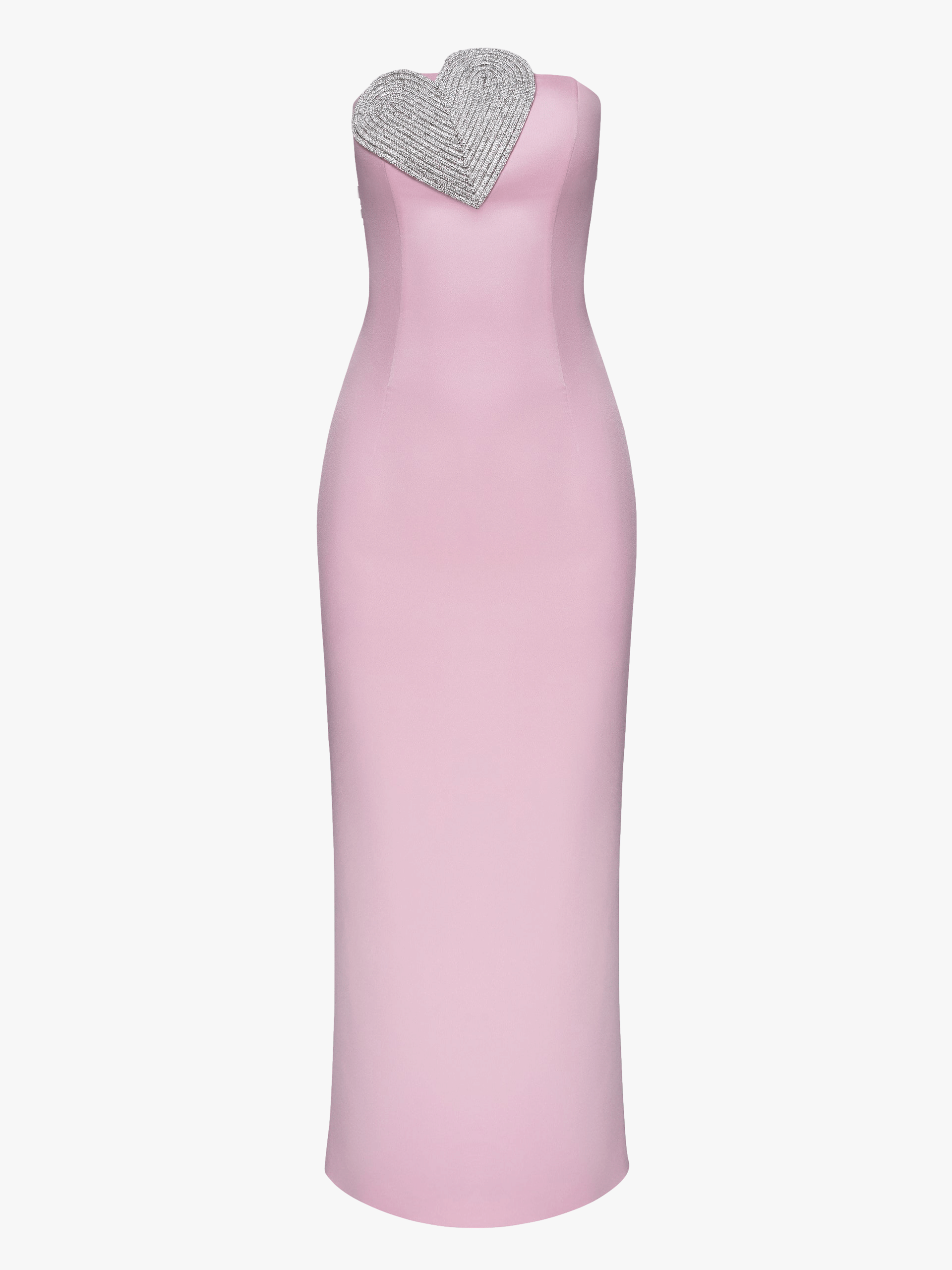 Heart-Embellished Strapless Maxi Dress in Pink made by NDS The Label