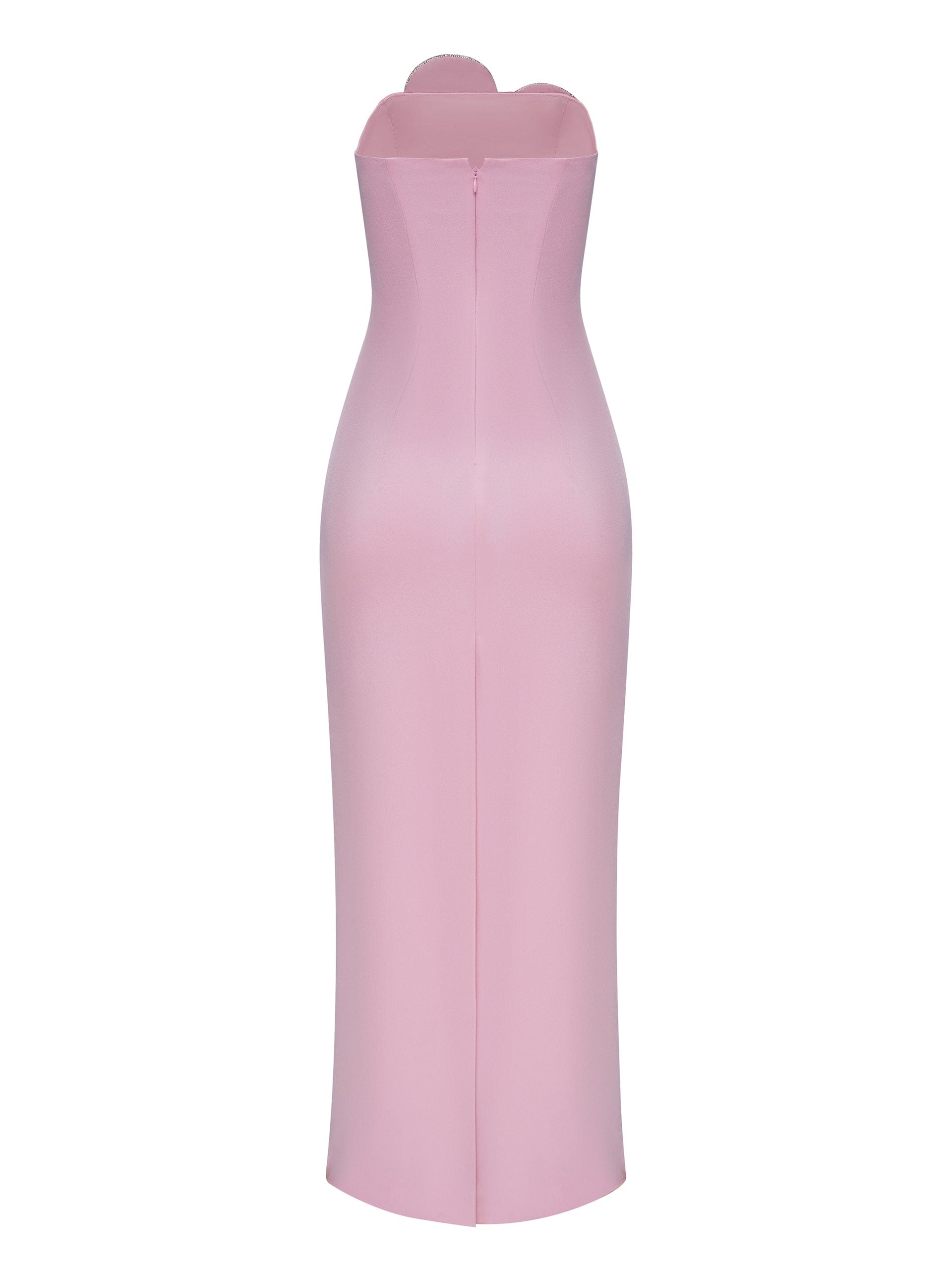 Heart-Embellished Strapless Maxi Dress in Pink made by NDS The Label