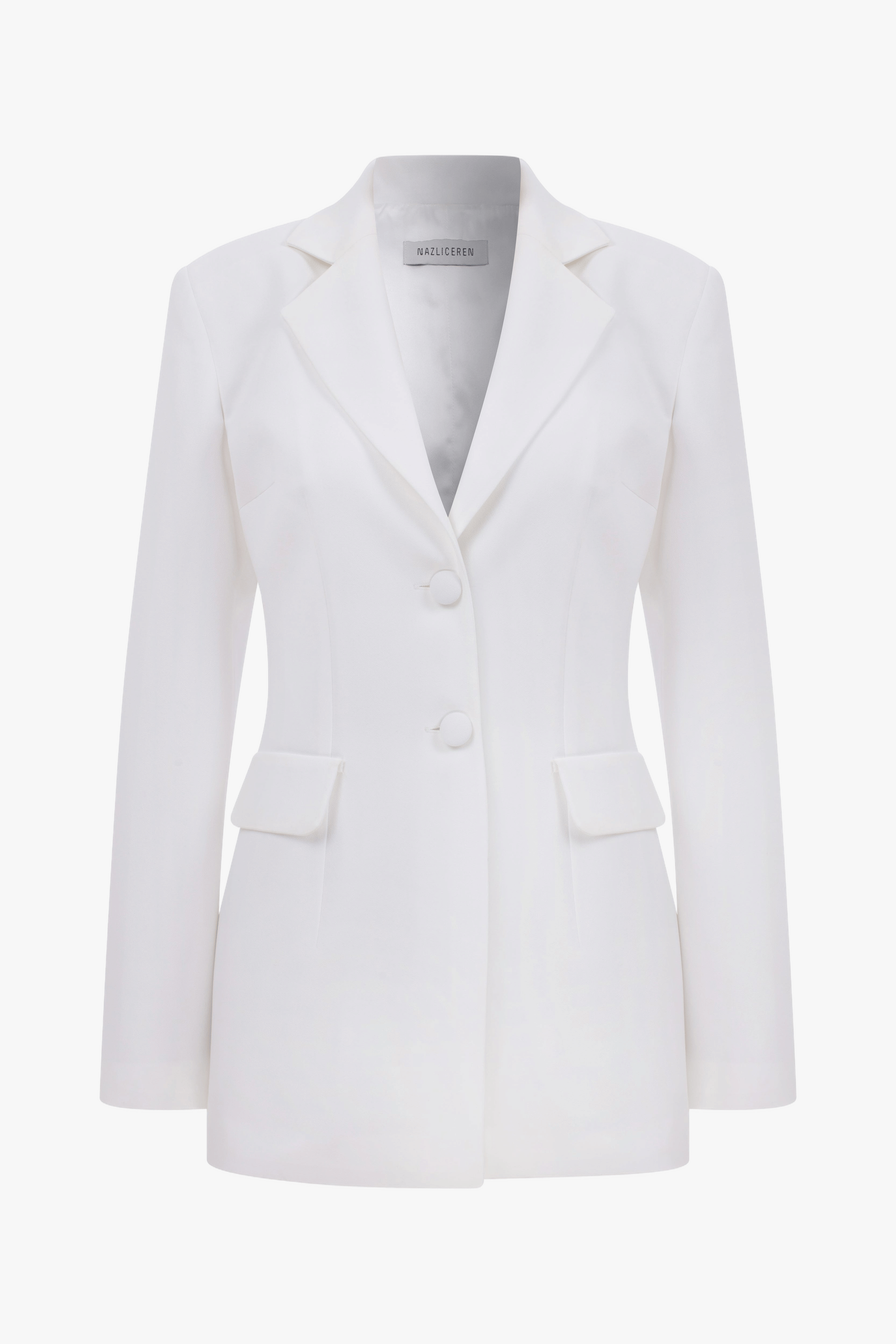 Marylebone Fitted Crepe Blazer In Blanche made by Nazli Ceren
