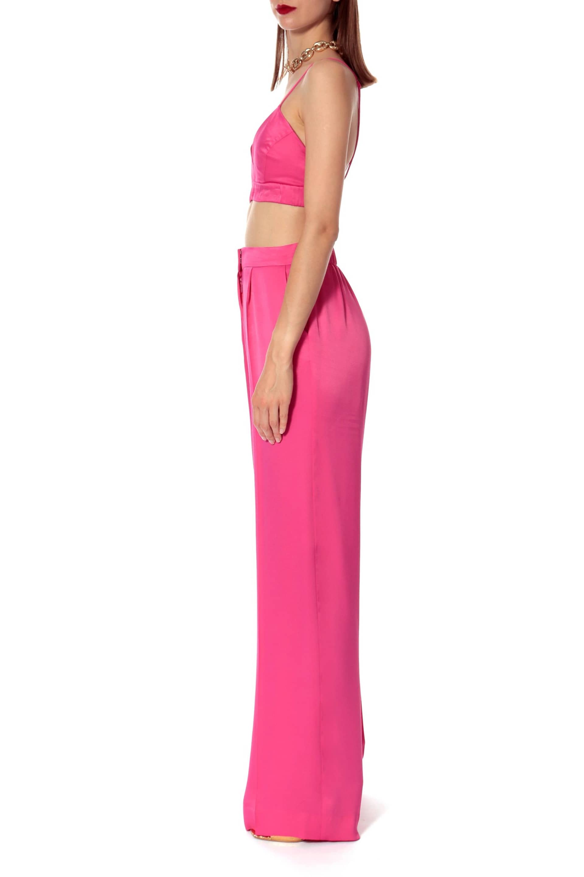 Bralette Top Asha Satin Barbie Pink in Pink made by HALEWSKI