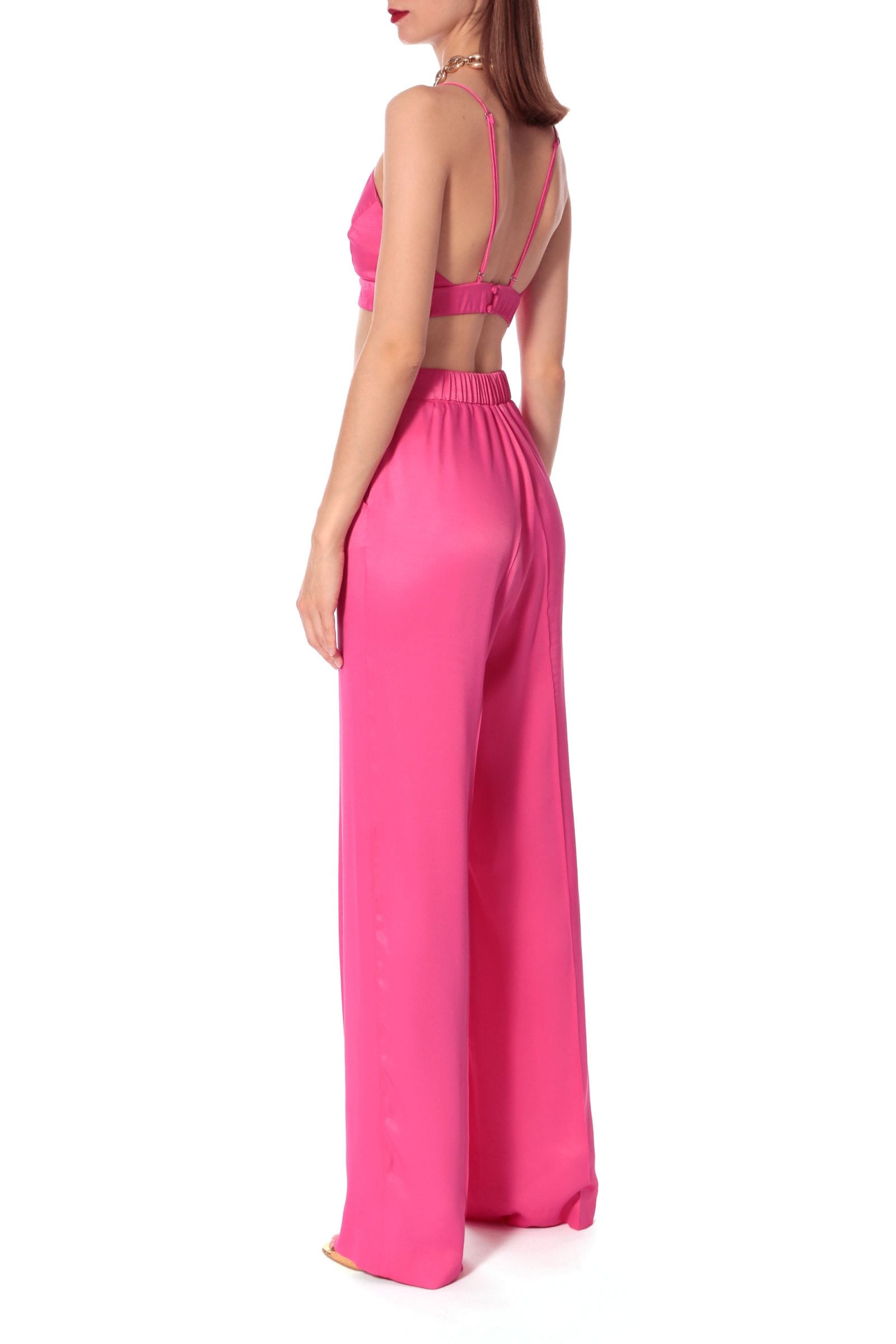 Bralette Top Asha Satin Barbie Pink in Pink made by HALEWSKI