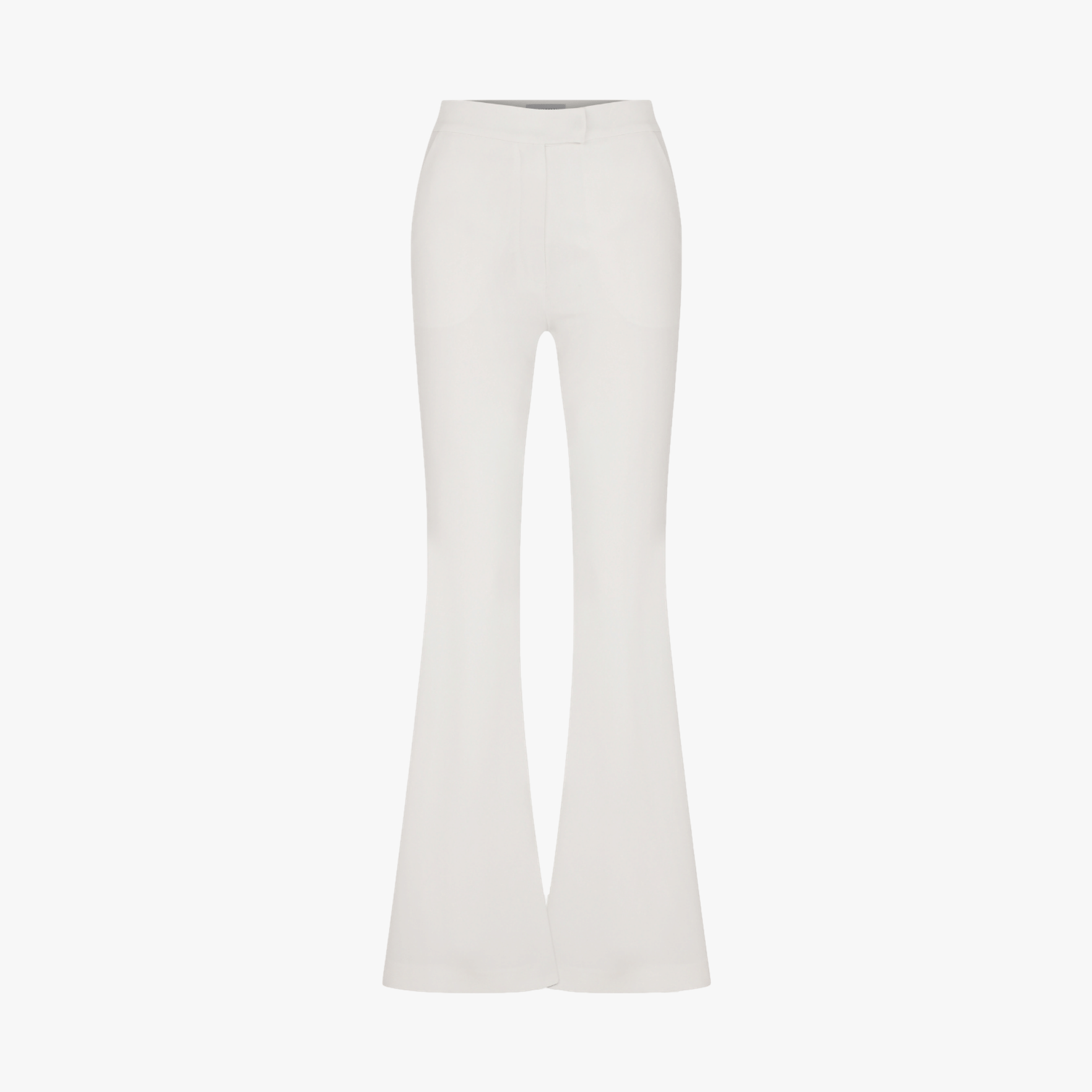 Marylebone Crepe Flared Trousers in Vanilla Ice in White made by Nazli Ceren