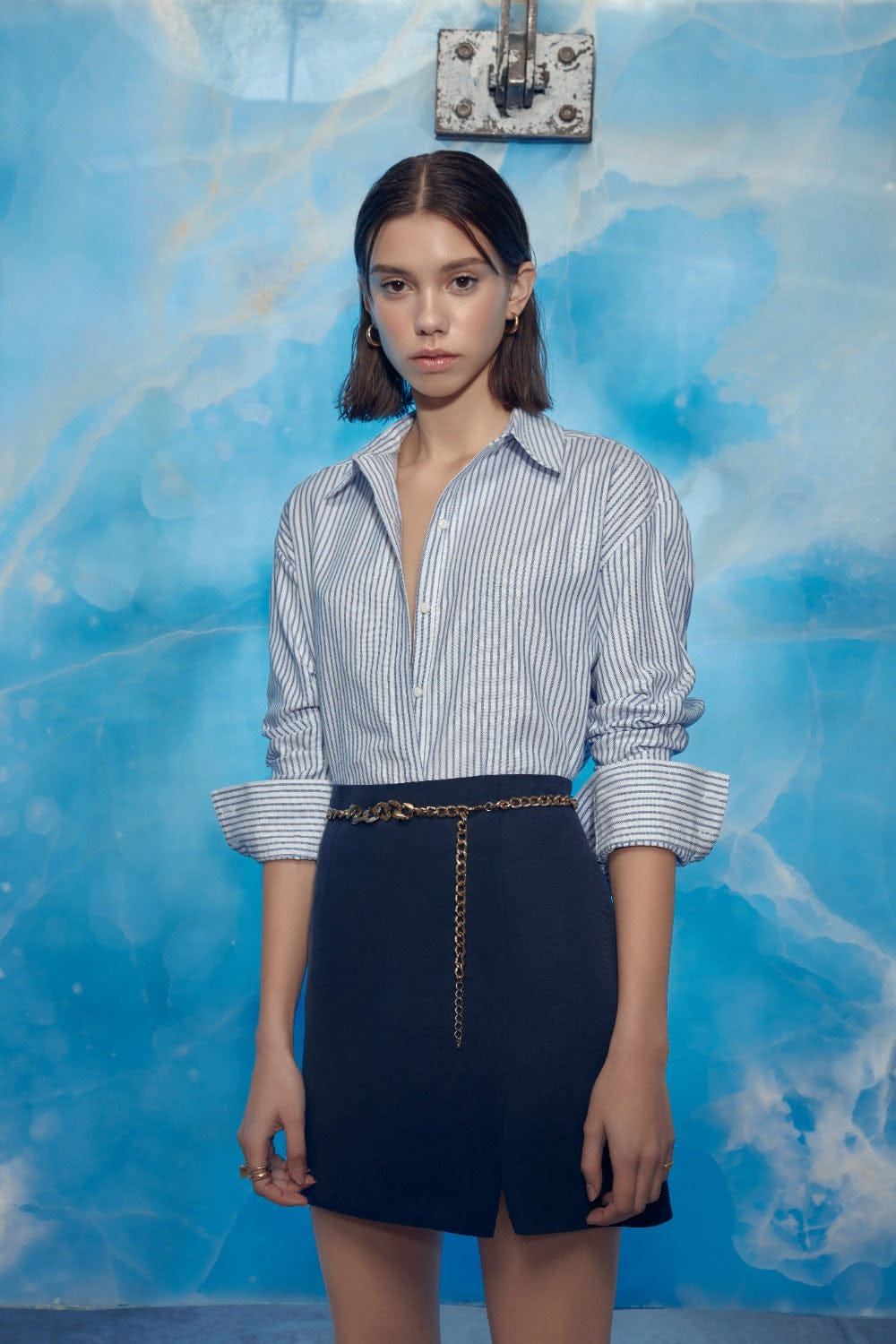 Vance Mini Skirt in Navy Blue made by Nazli Ceren