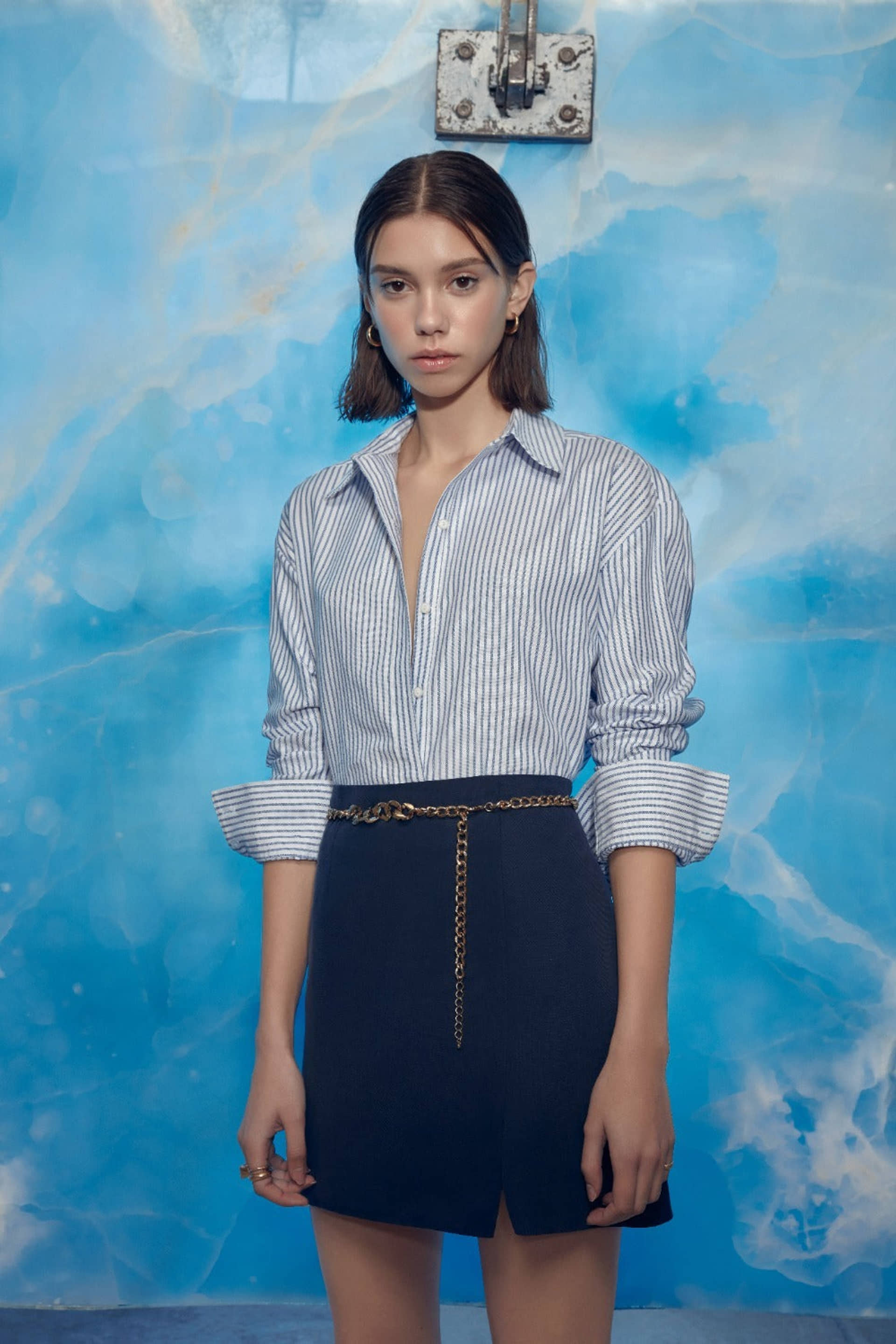 Vance Mini Skirt in Navy Blue made by Nazli Ceren