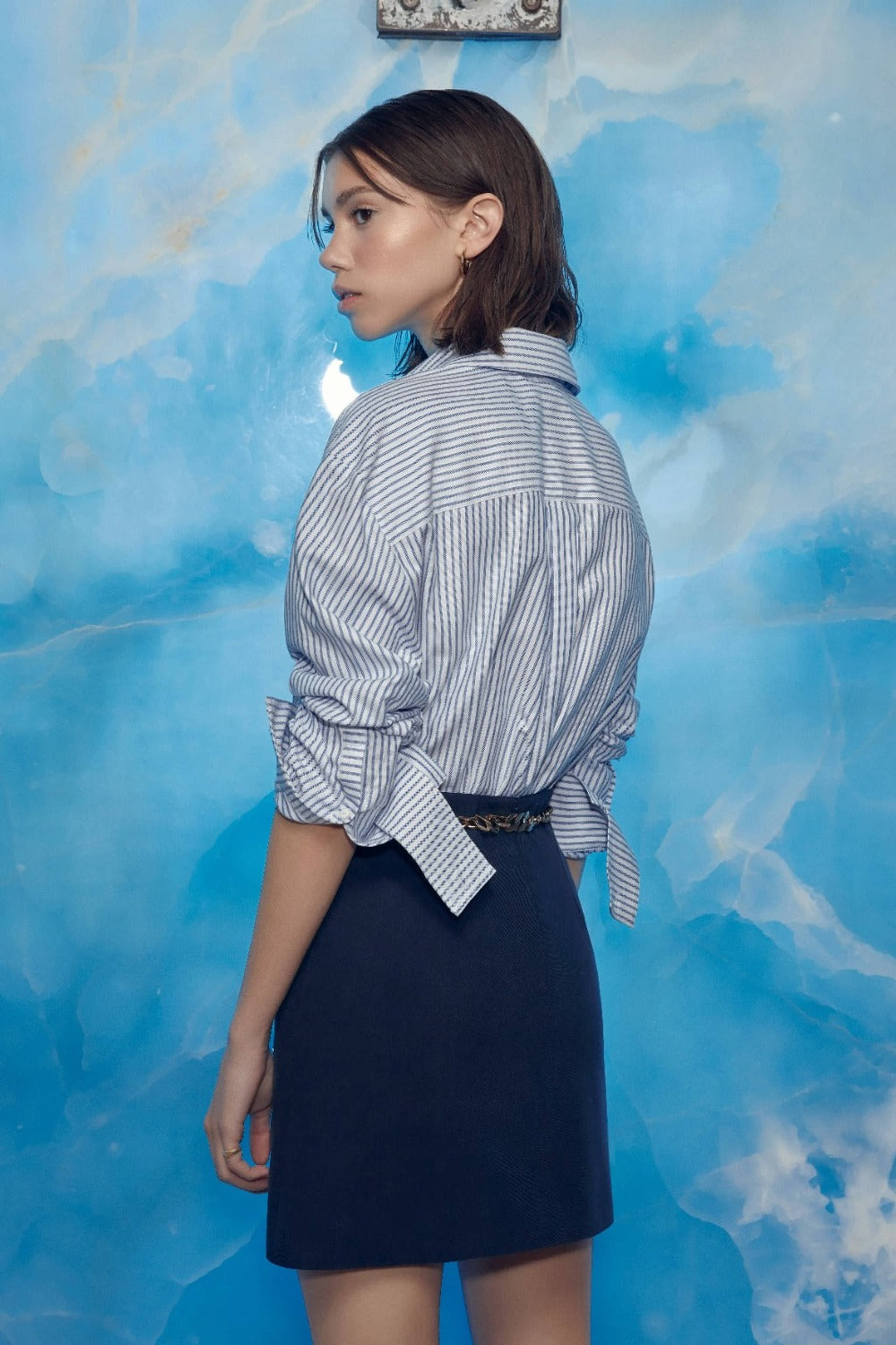 Vance Mini Skirt in Navy Blue made by Nazli Ceren