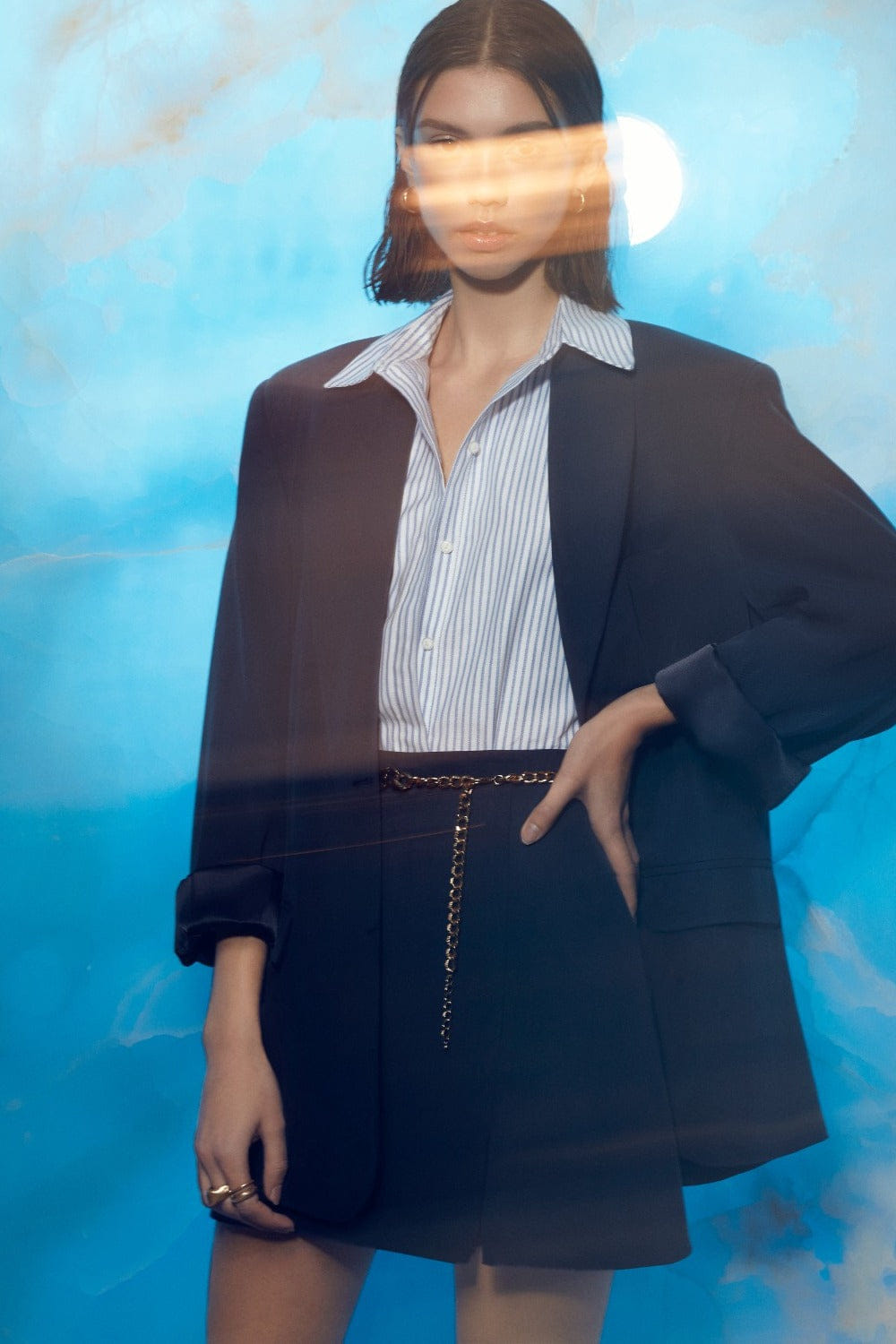 Vance Mini Skirt in Navy Blue made by Nazli Ceren