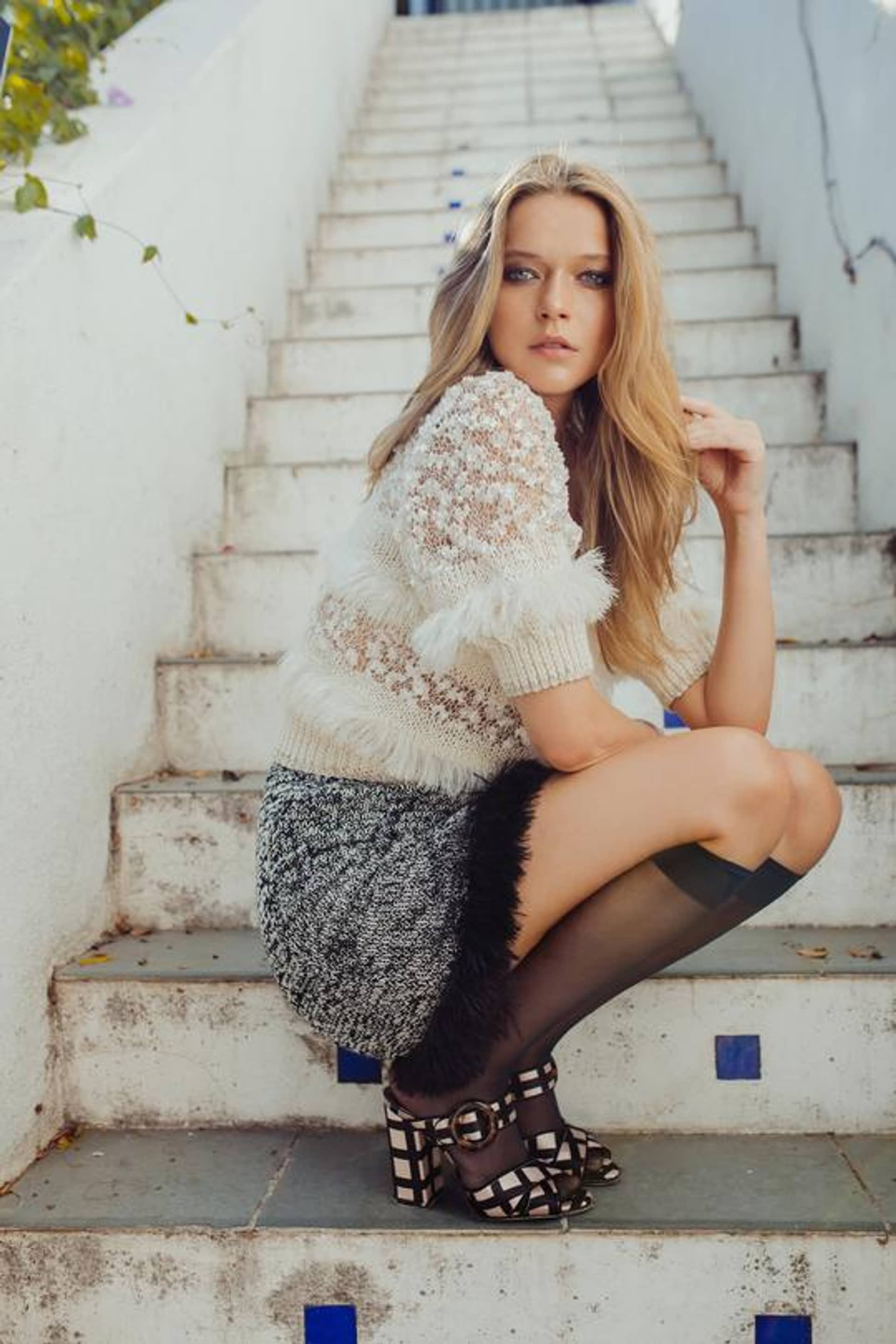 Grey Mini Handmade Knit Skirt in Grey made by ANDREEVA