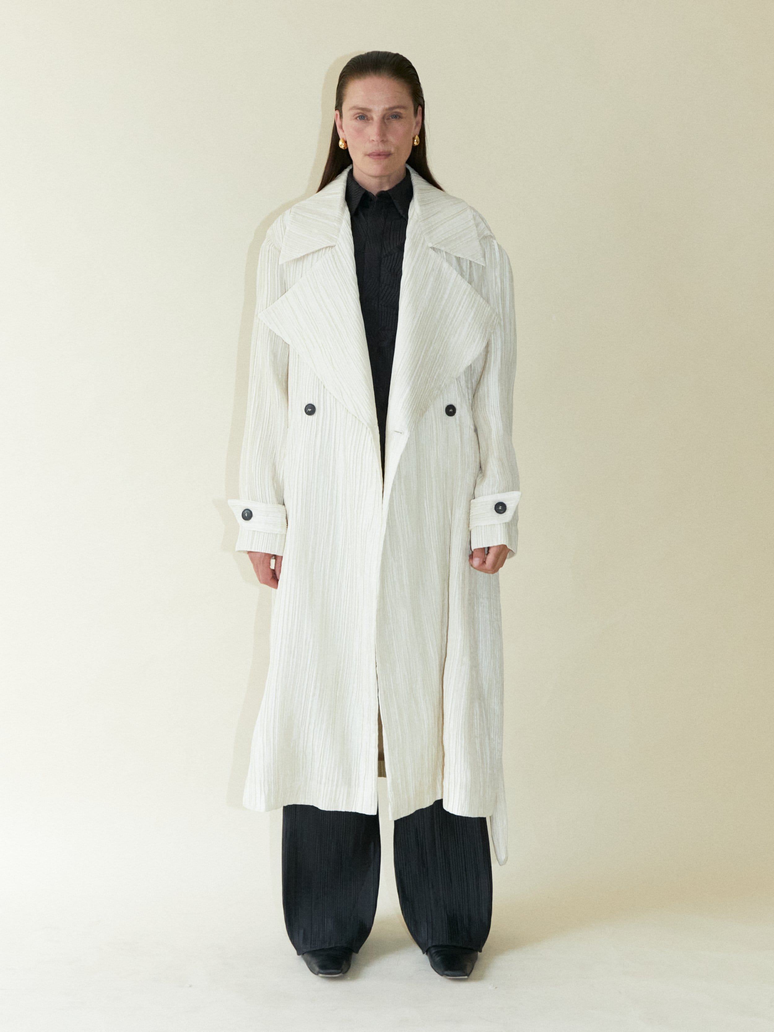 Tree Bark Unisex Trench Coat - Champagne made by CAHAYA STUDIOS