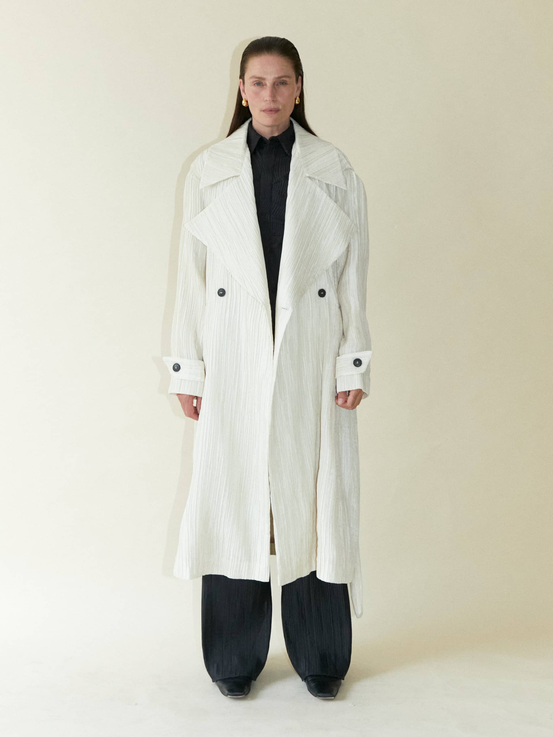 Tree Bark Unisex Trench Coat - Champagne made by CAHAYA STUDIOS