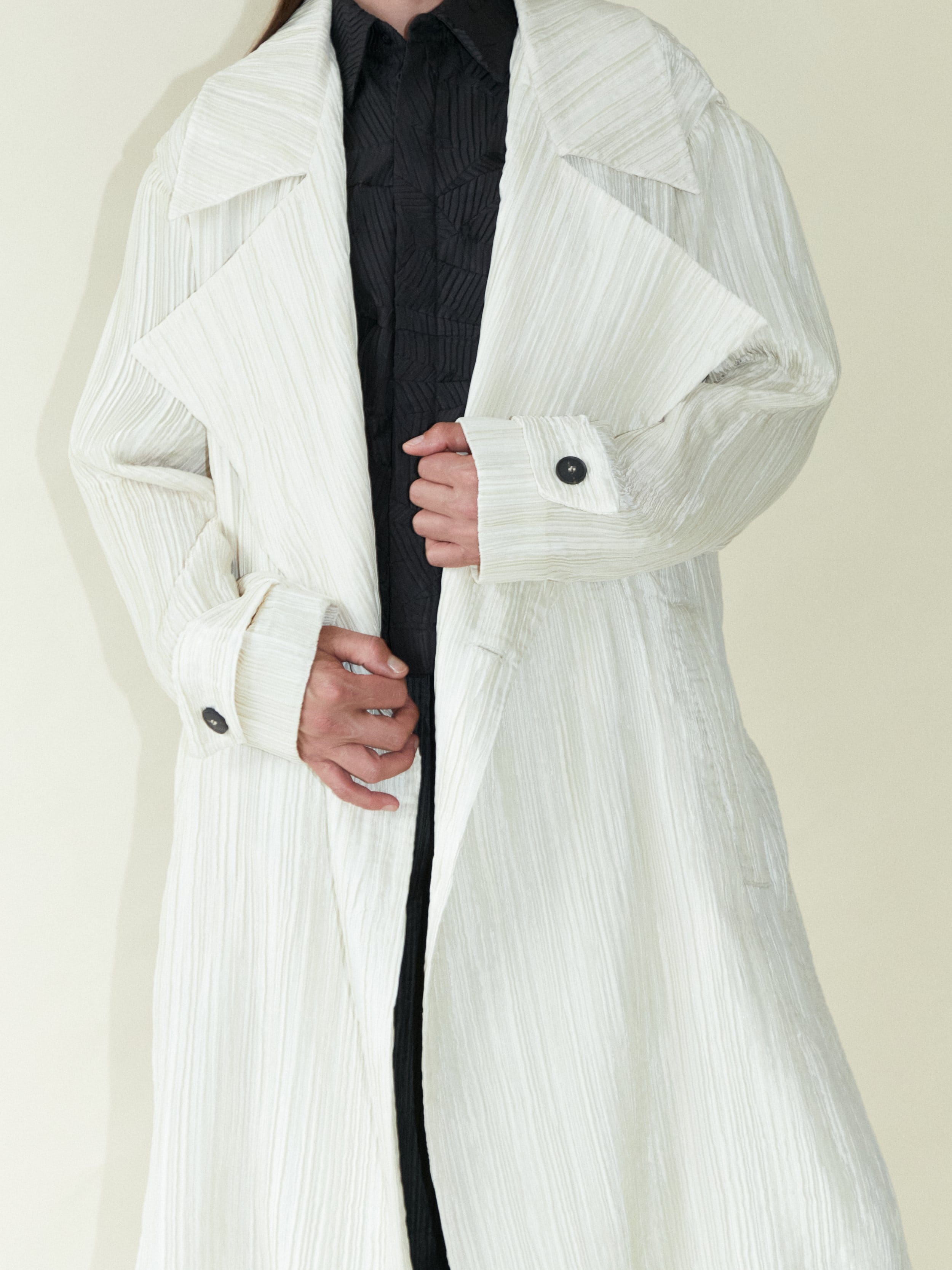 Tree Bark Unisex Trench Coat - Champagne made by CAHAYA STUDIOS