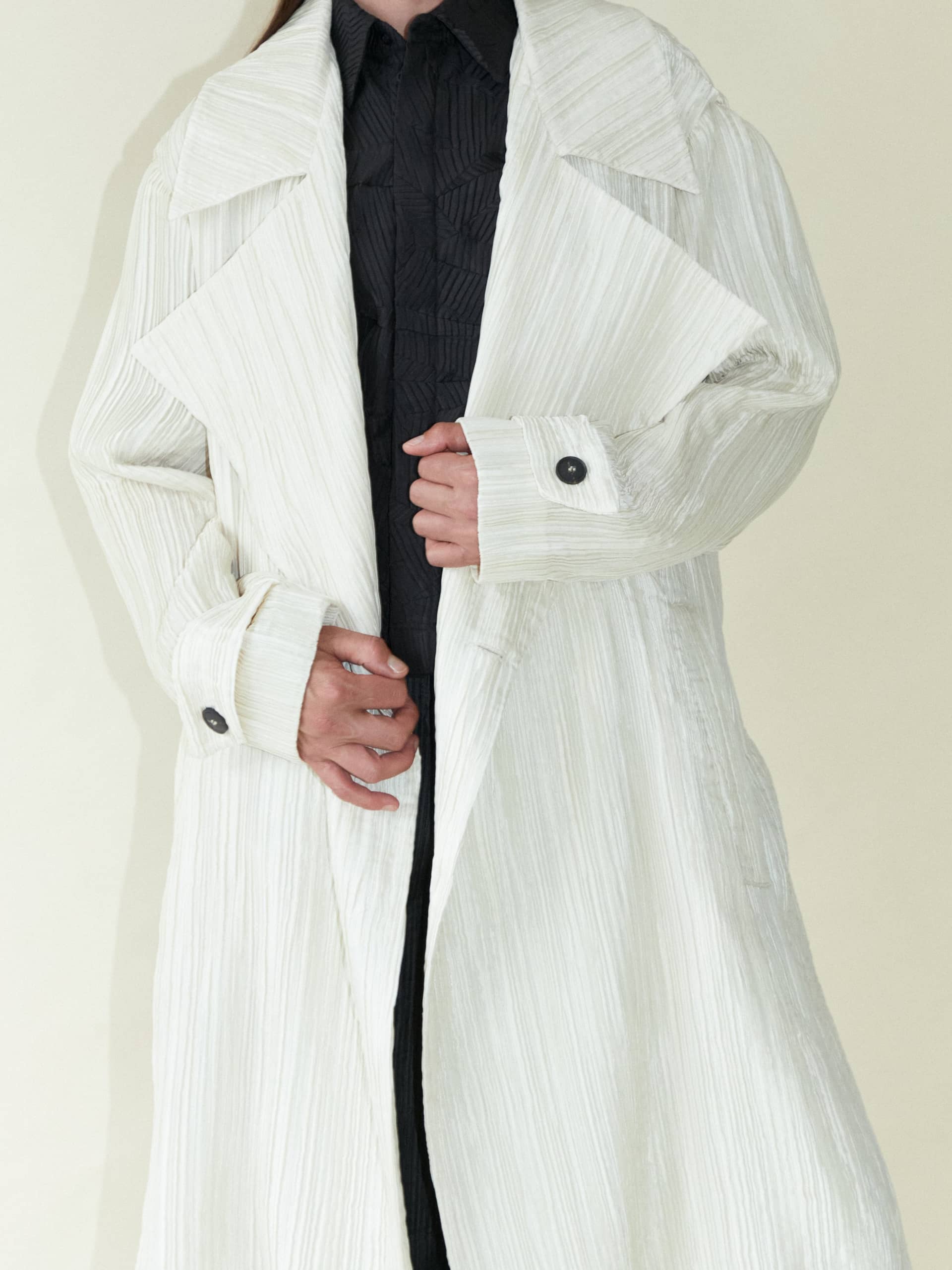 Tree Bark Unisex Trench Coat - Champagne made by CAHAYA STUDIOS